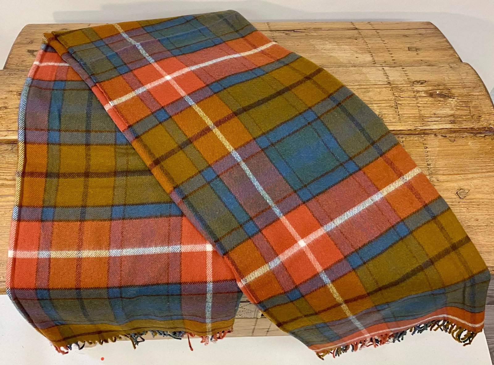 Soft Merino Lambswool Throw in a Colorful Modern Plaid Pattern - Made in England - 5