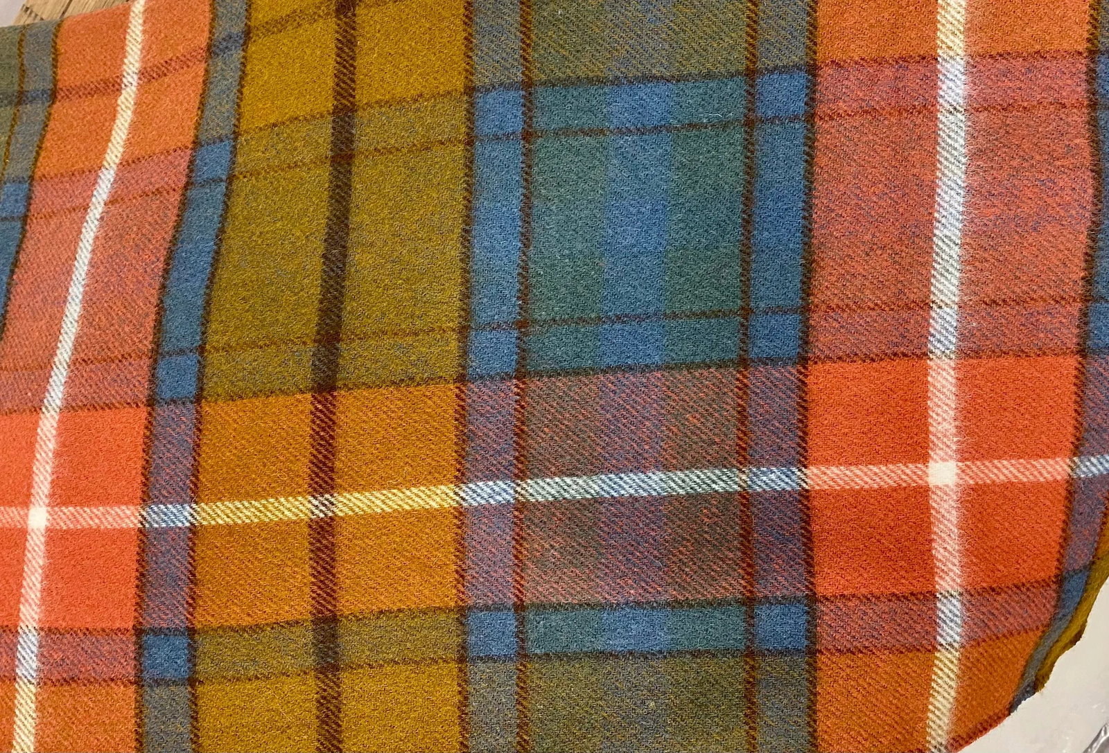 Soft Merino Lambswool Throw in a Colorful Modern Plaid Pattern - Made in England - 6
