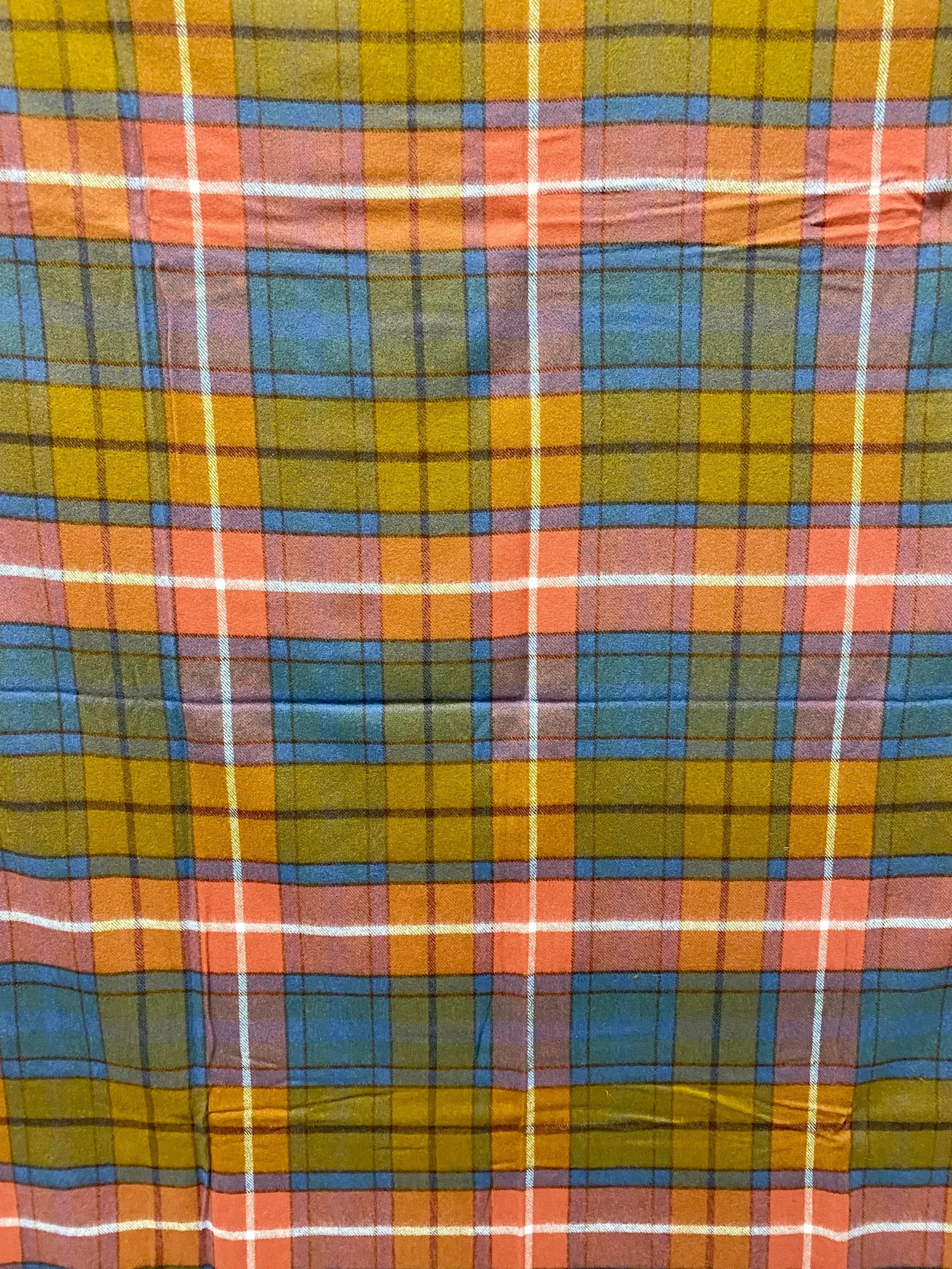 Soft Merino Lambswool Throw in a Colorful Modern Plaid Pattern - Made in England - 8