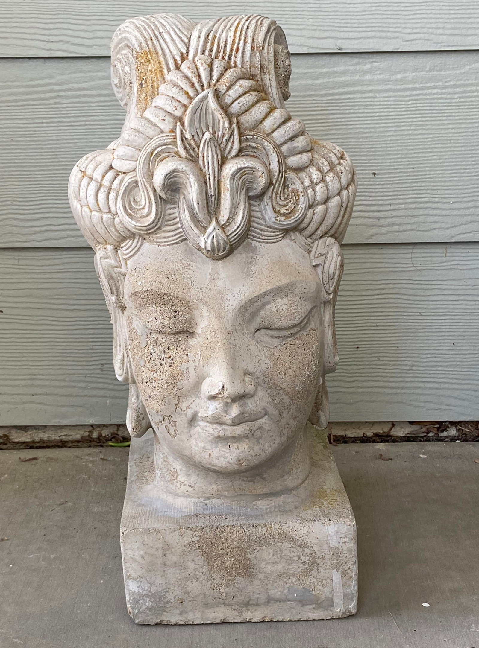 Sculptural Stone Garden Buddha Head - 2