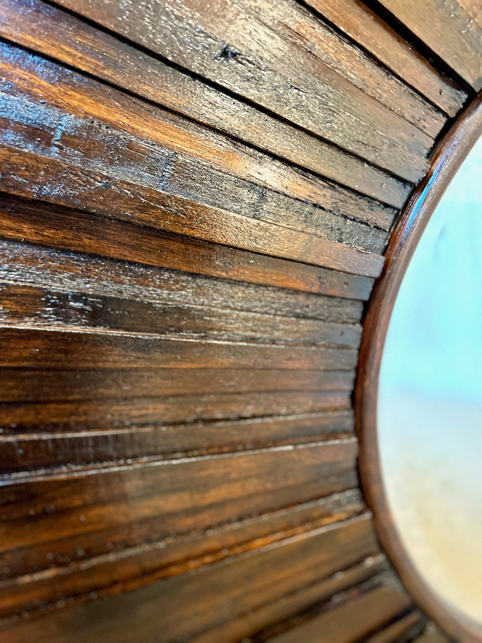 1970s Large Solid Wood Sunburst Mirror - 7