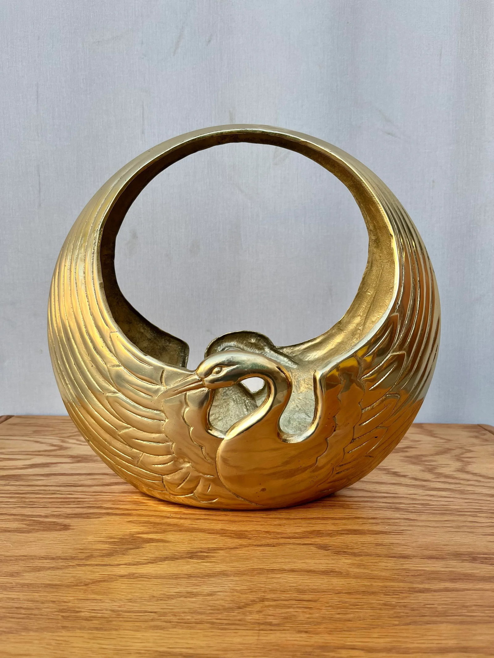 Vintage Hollywood Regency Brass Egret Basket /Centerpiece. - 11