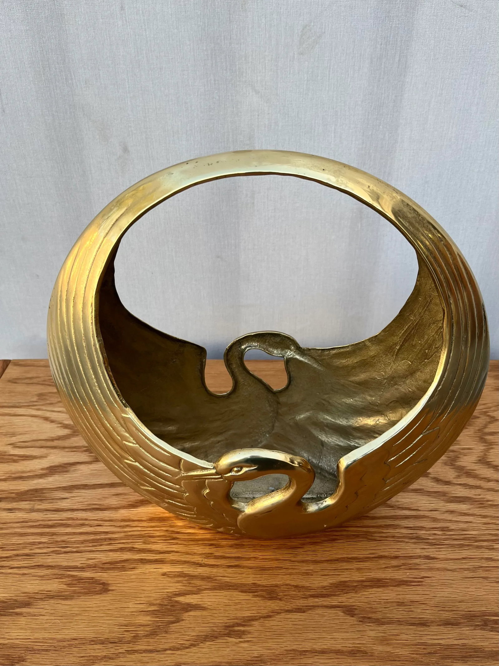 Vintage Hollywood Regency Brass Egret Basket /Centerpiece. - 6