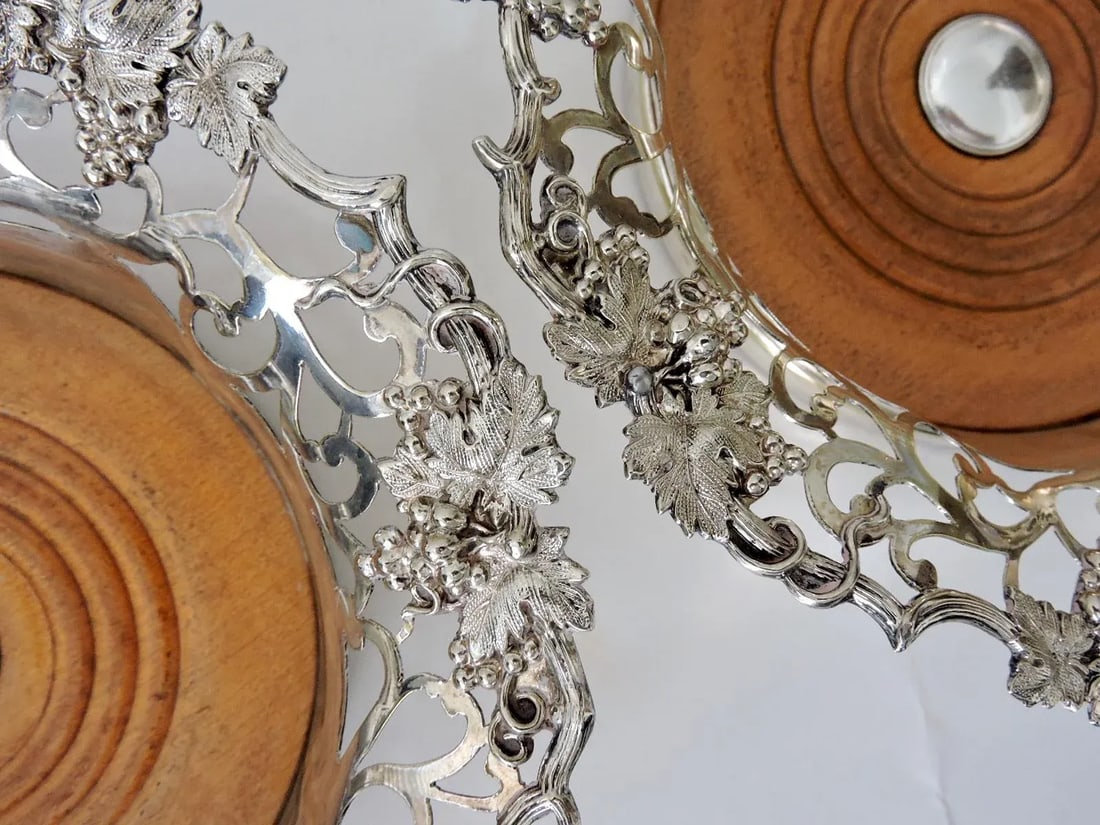 Fine Antique Victorian English Silver Plate Reticulated Wine or Champagne Bottle Coasters - A Pair - 2