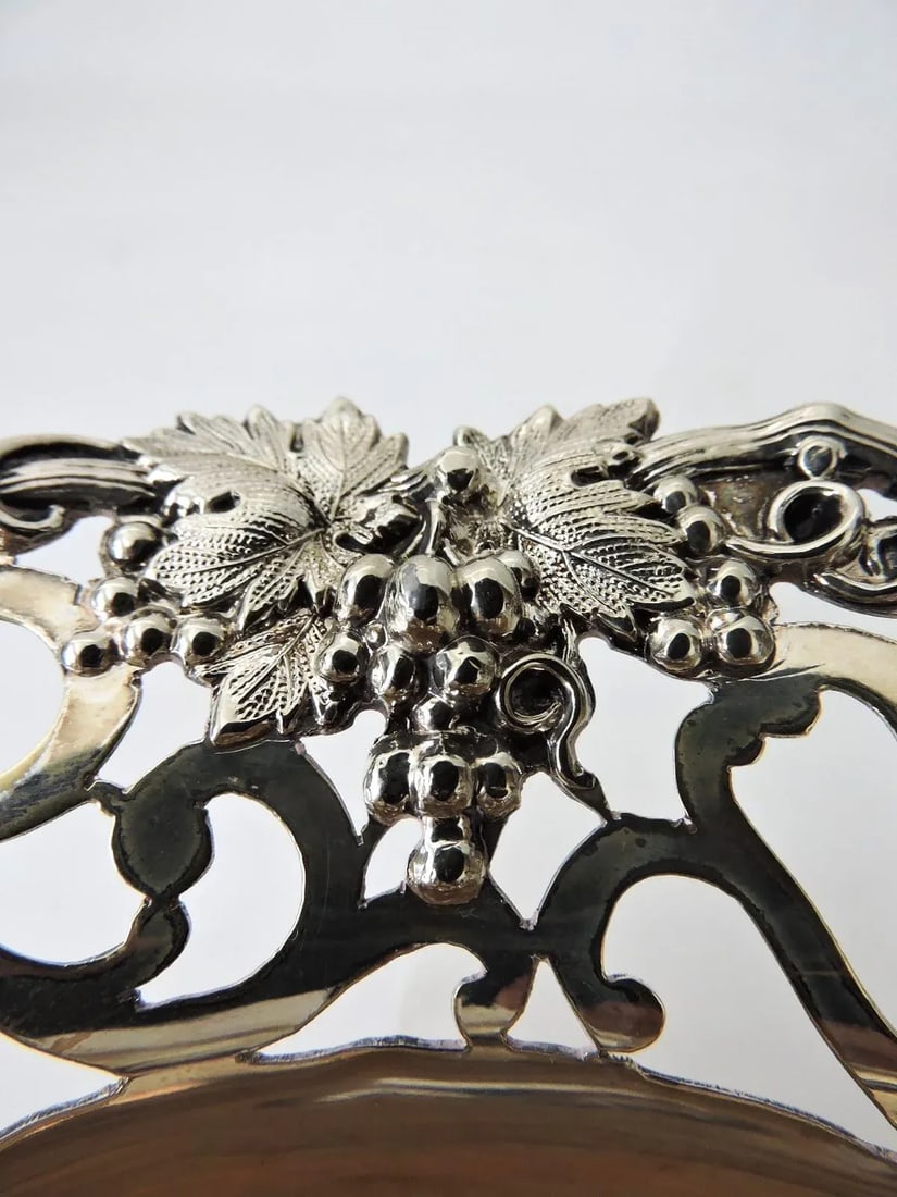 Fine Antique Victorian English Silver Plate Reticulated Wine or Champagne Bottle Coasters - A Pair - 5