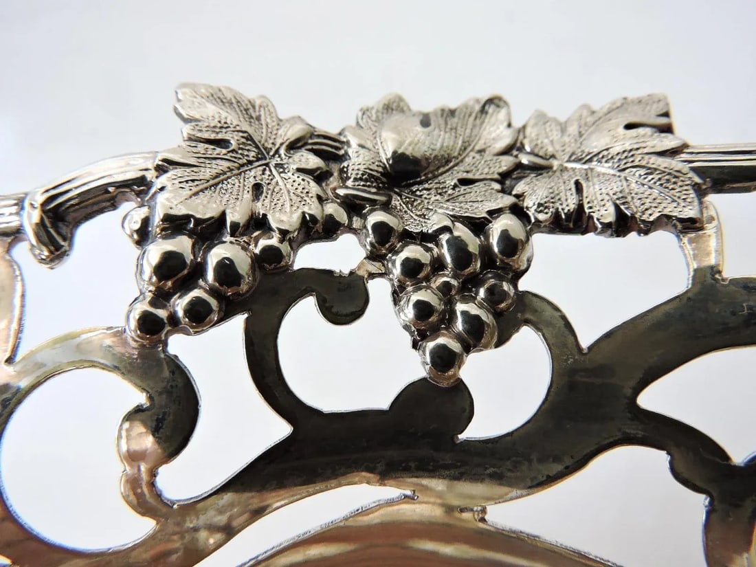 Fine Antique Victorian English Silver Plate Reticulated Wine or Champagne Bottle Coasters - A Pair - 6