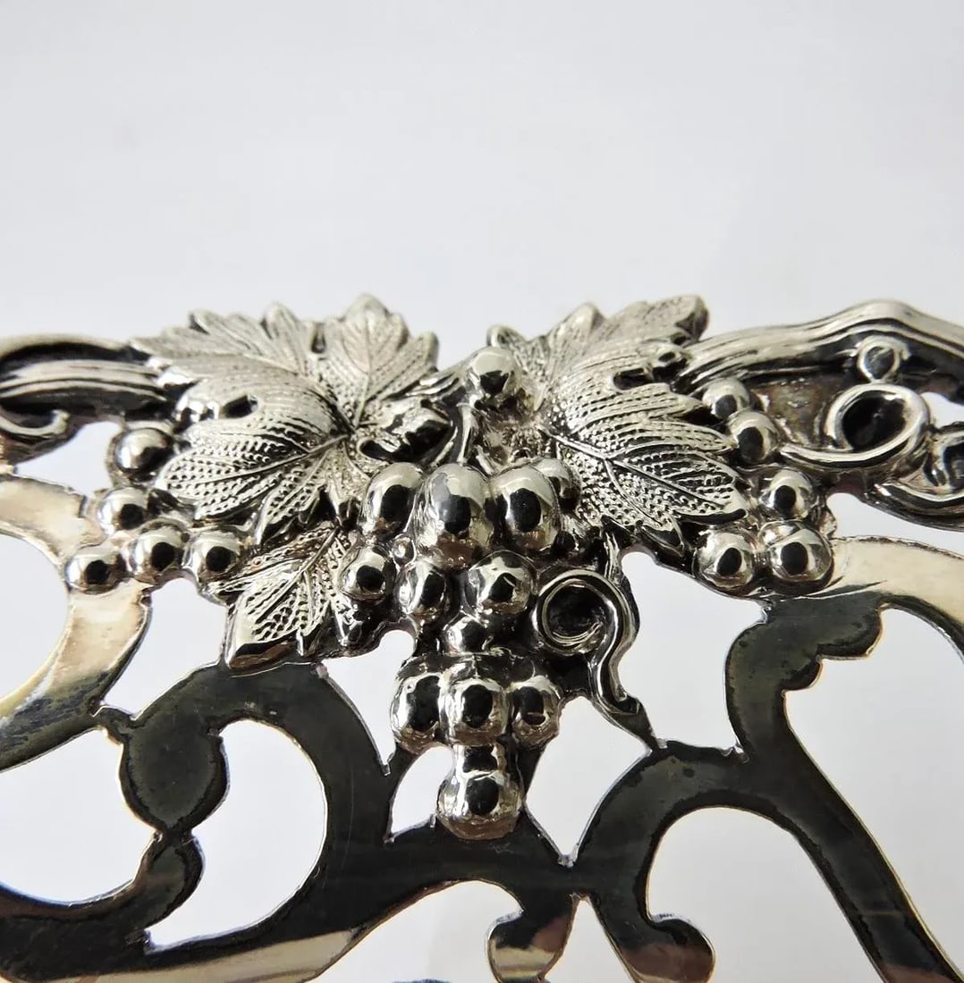 Fine Antique Victorian English Silver Plate Reticulated Wine or Champagne Bottle Coasters - A Pair - 7