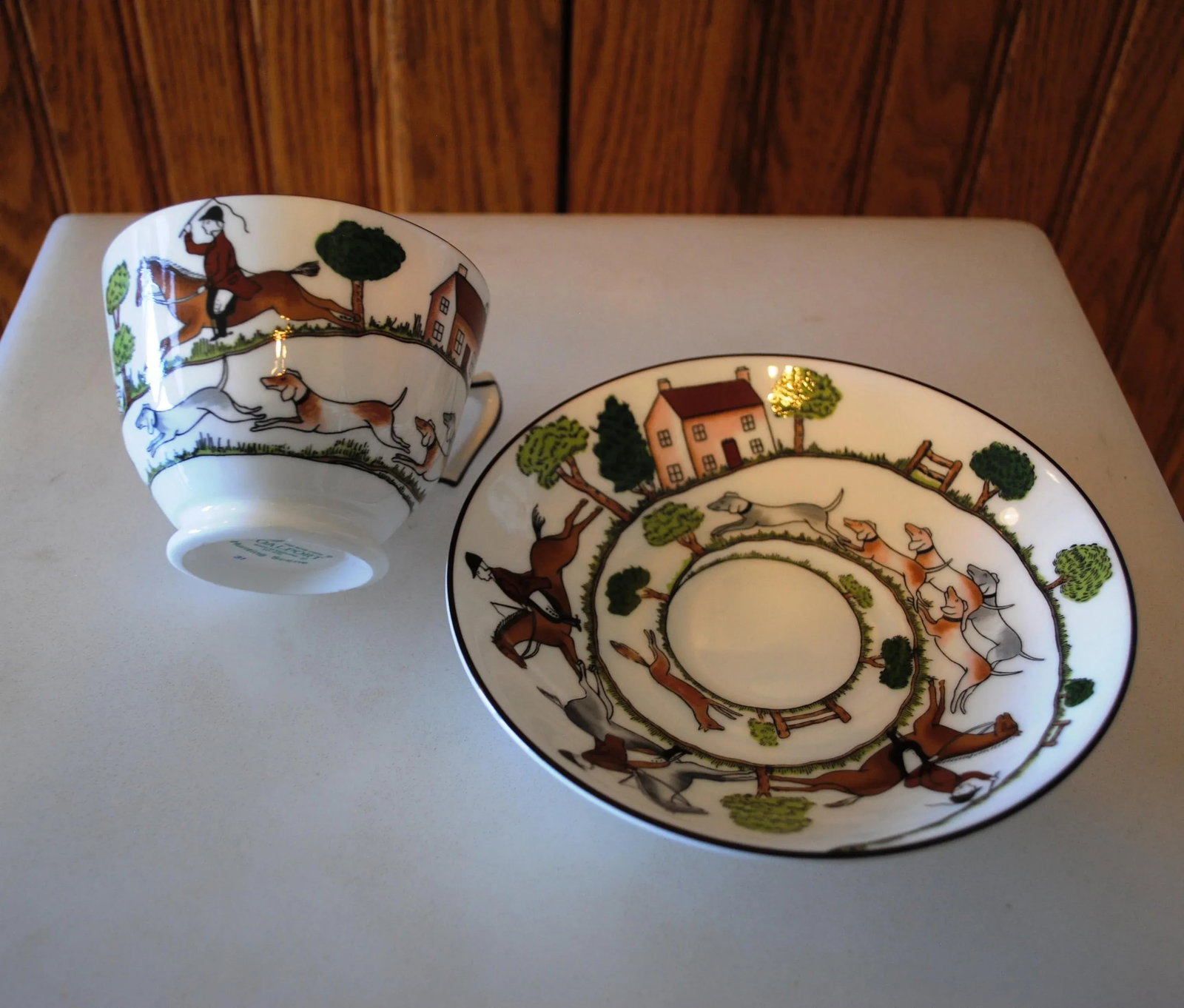 Mid 20th Century Coalport Hunting Scene Cup and Saucer Set- 2 Pieces - 2