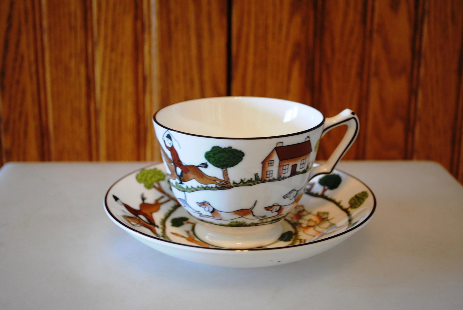 Mid 20th Century Coalport Hunting Scene Cup and Saucer Set- 2 Pieces - 5
