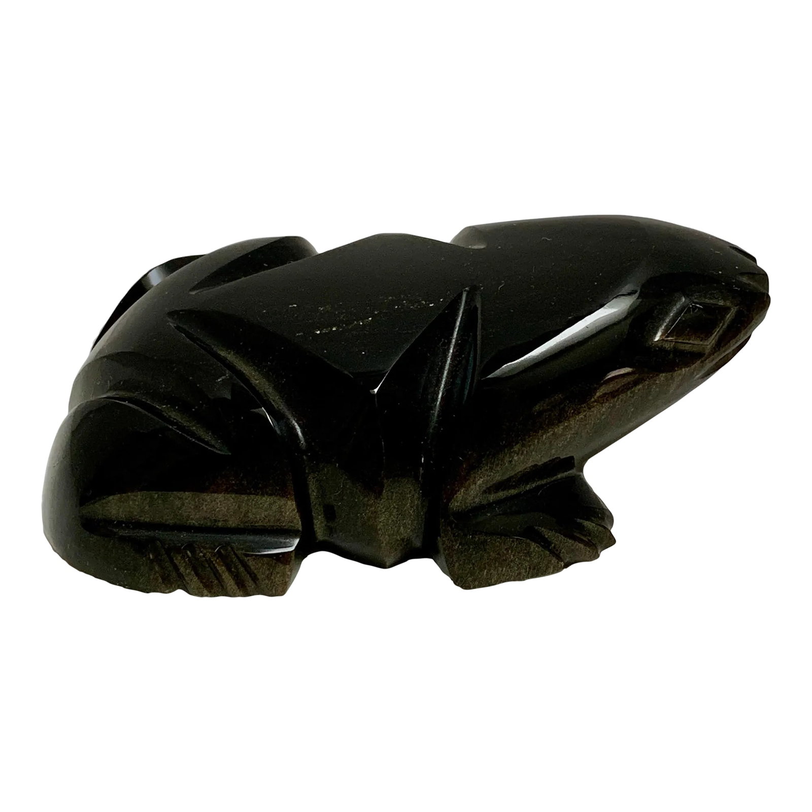 Vintage Carved Black Onyx or Obsidian Frog Paperweight: Vintage ebony black carved frog figural accent or paperweight. Solid stone. Hand carved. Condition: Alterations: Original Condition Unaltered Imperfections: Some Imperfections Condition Notes: