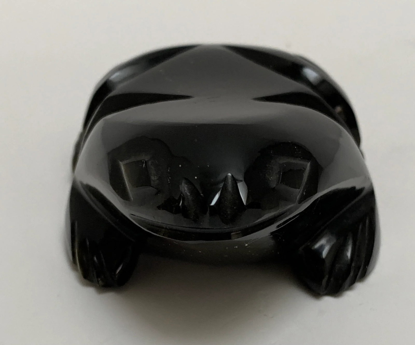 Vintage Carved Black Onyx or Obsidian Frog Paperweight - 3