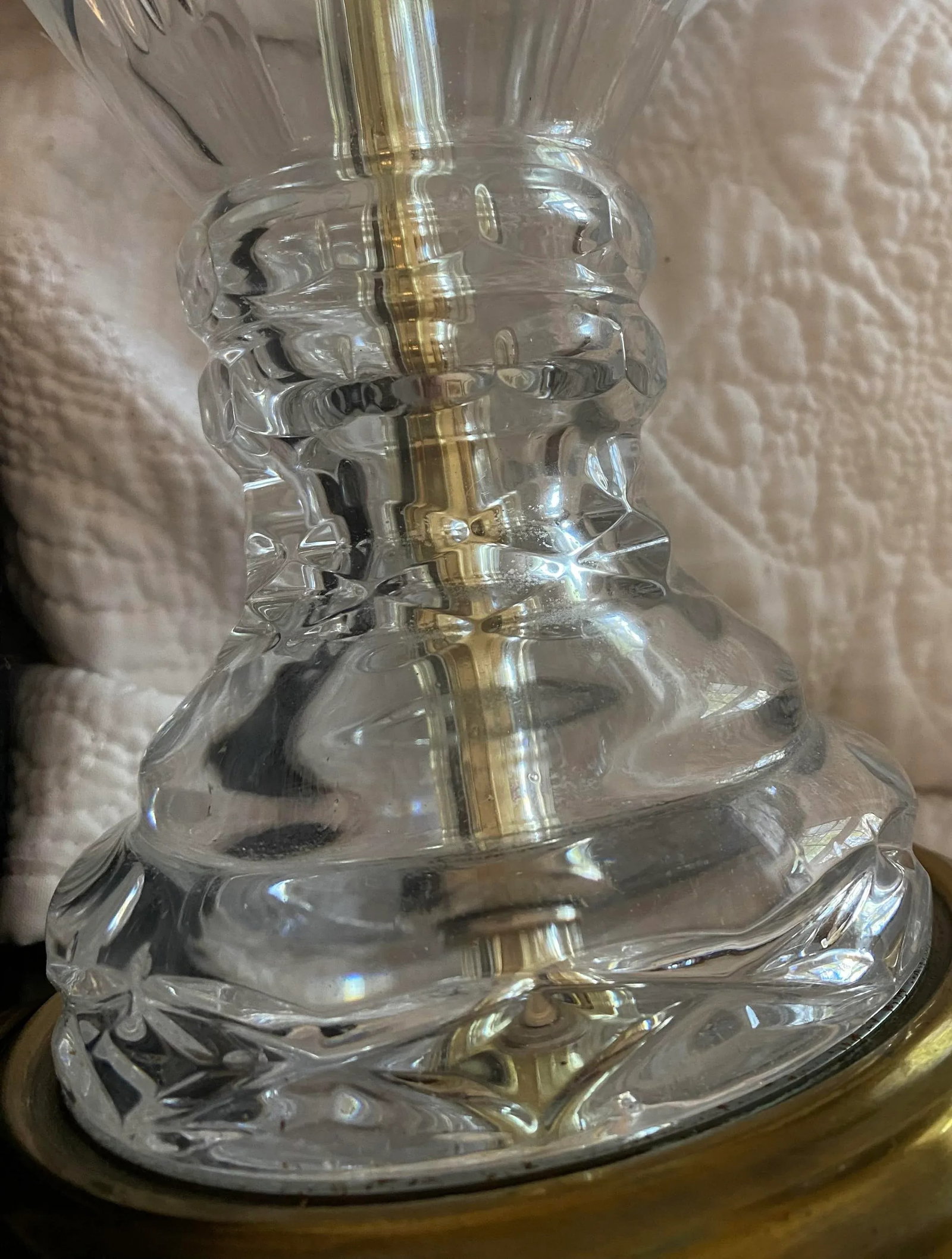Vintage Cut and Etched Crystal Table Lamps, a Pair - 3
