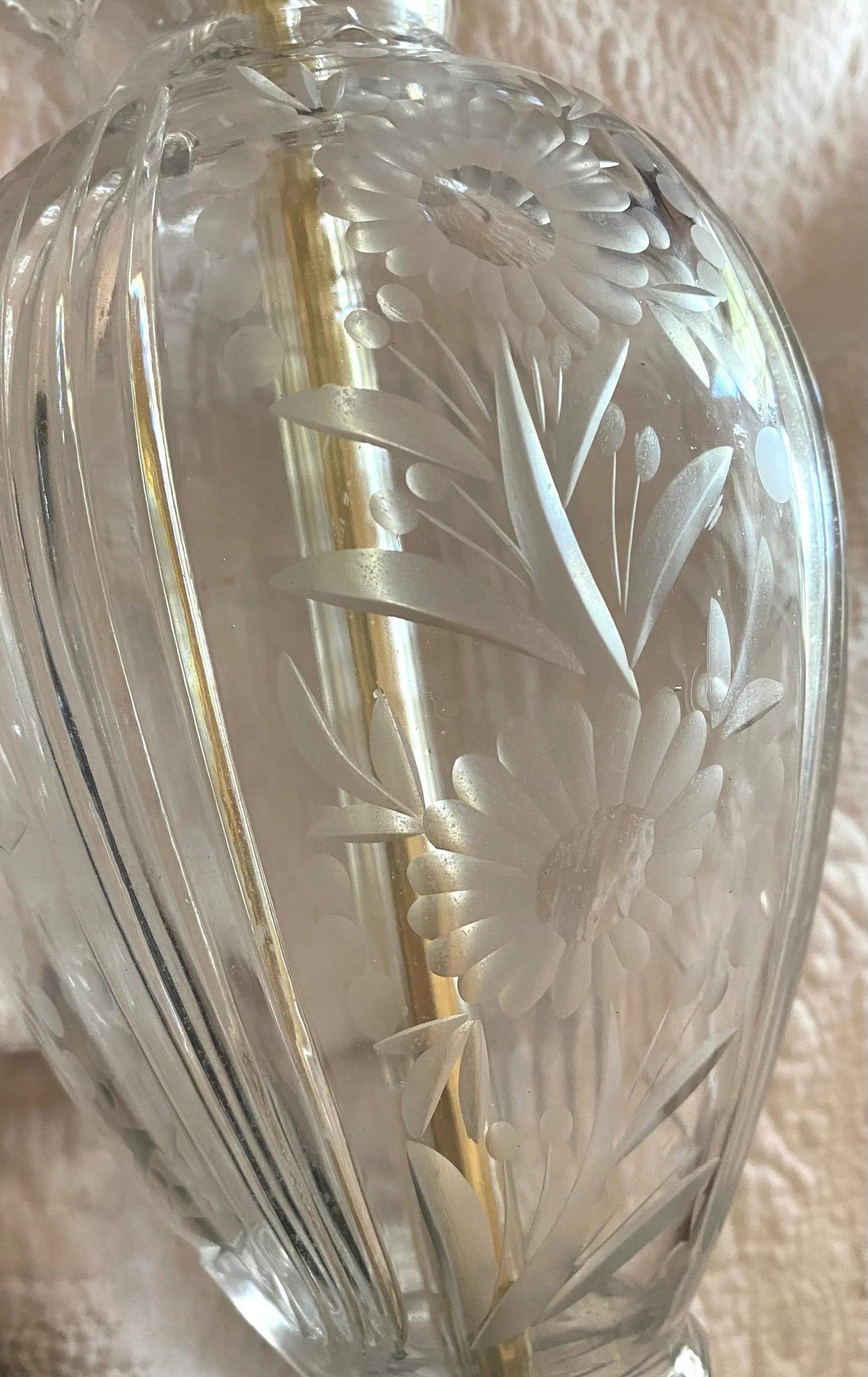 Vintage Cut and Etched Crystal Table Lamps, a Pair - 5