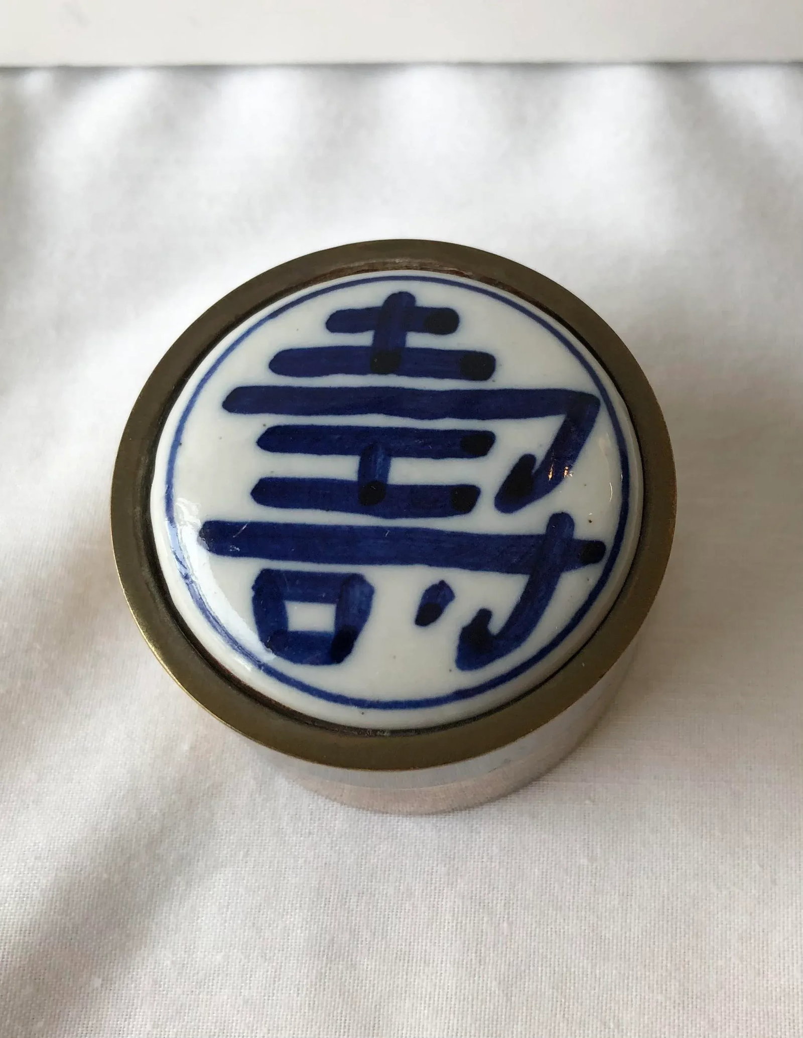 Mid 20th Century Porcelain and Brass Asian Trinket Box - 4