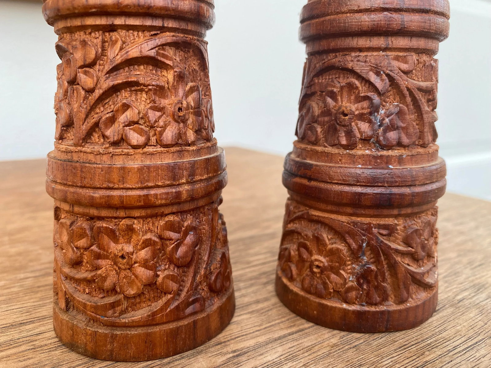 Vintage Carved Wood Moorish Style Candle Holders- a Pair - 3