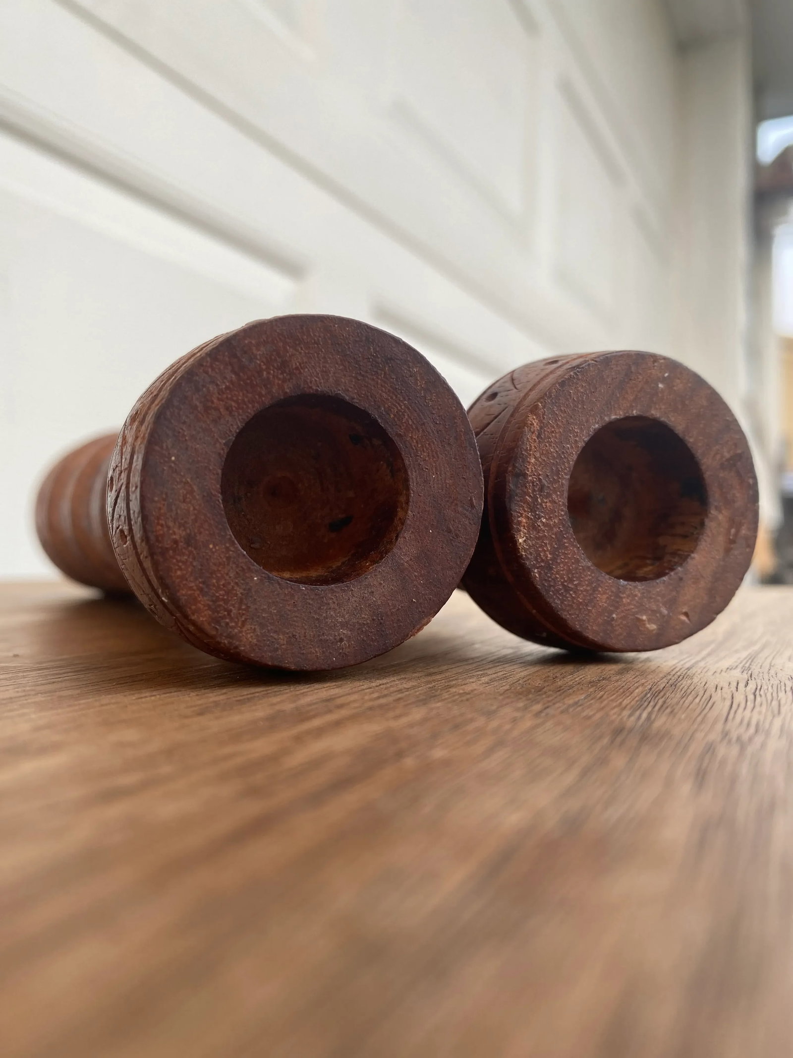 Vintage Carved Wood Moorish Style Candle Holders- a Pair - 4