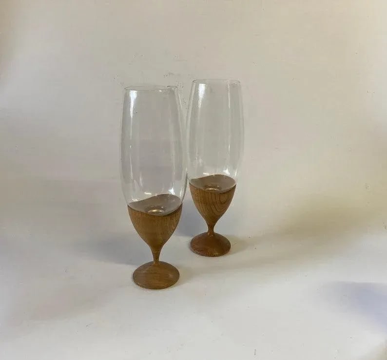 Pair of Danish Mid Century Hurricane Candle Holders - 2
