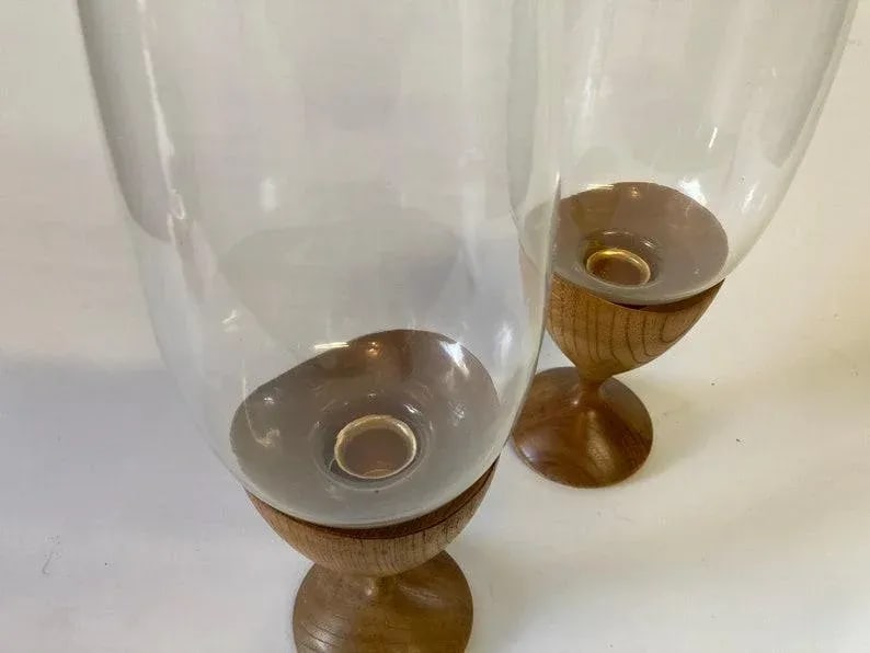 Pair of Danish Mid Century Hurricane Candle Holders - 3