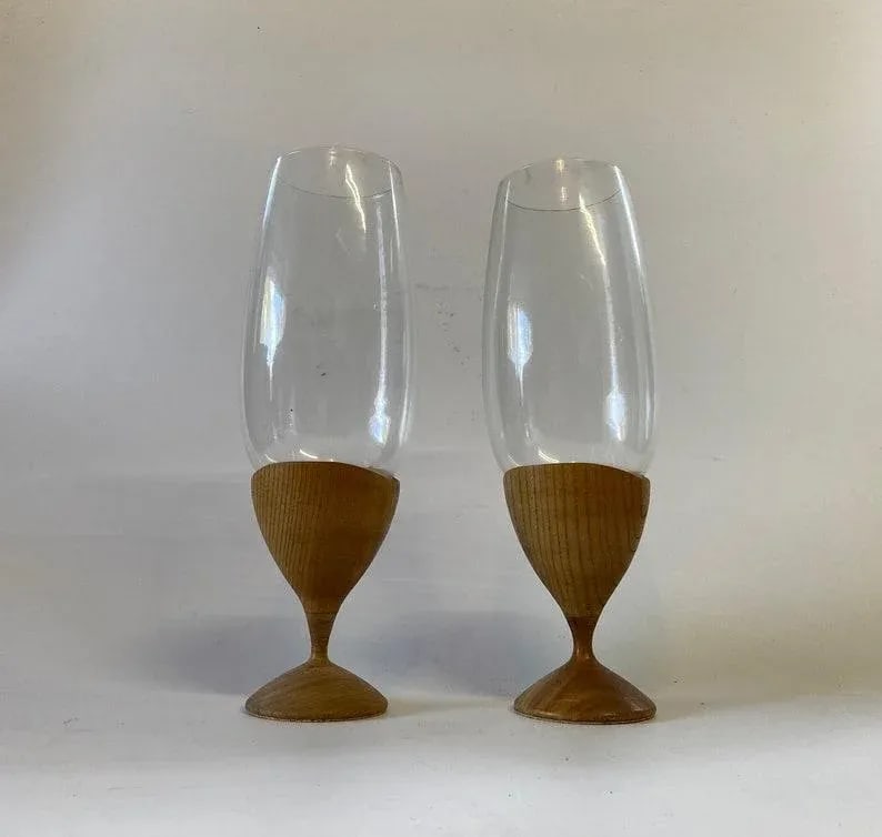 Pair of Danish Mid Century Hurricane Candle Holders - 4