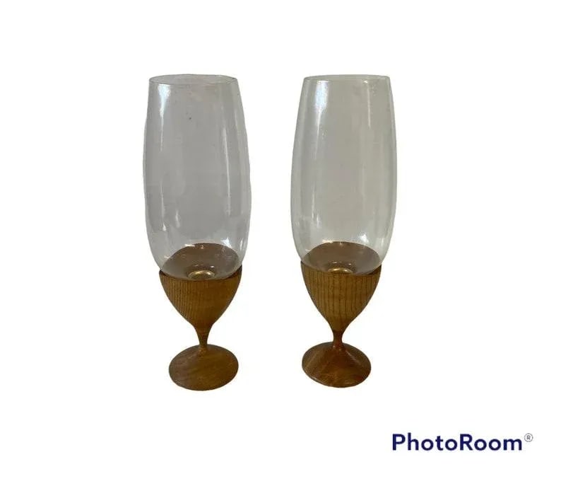 Pair of Danish Mid Century Hurricane Candle Holders - 9