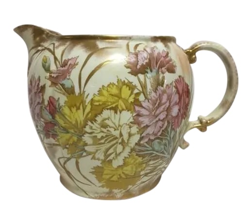 Antique Bagshaw & Meir English Burslem Pitcher: Lovely English Bagshaw & Meir English Pitcher, with floral designs and gold gilt. Signed and numbered on bottom. Circa that 1800s. Made in Staffordshire, England. Condition: Condition Notes: