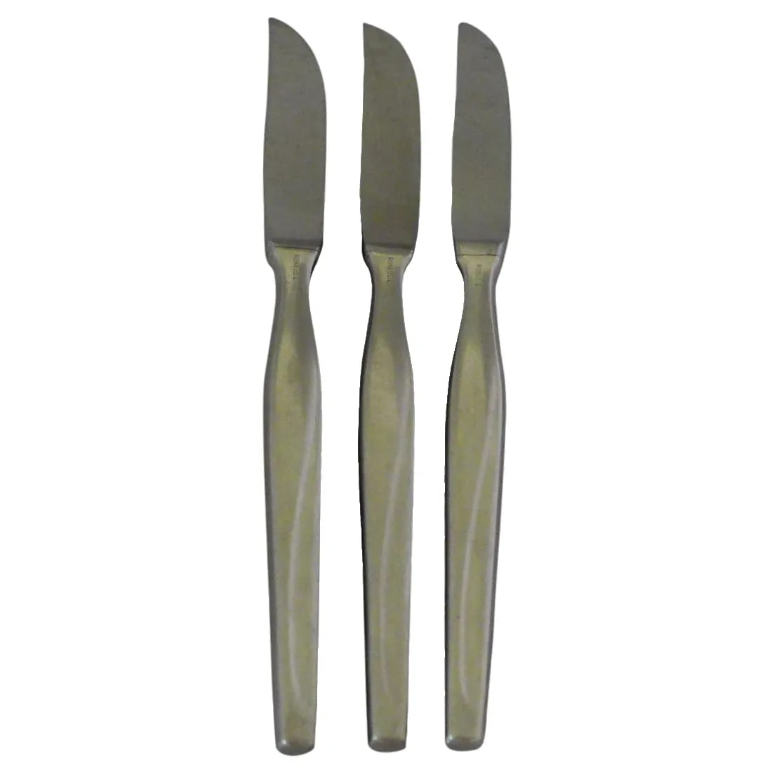 Roneusil Mid-Century Stainless Steel Knives - Set of 3: Vintage Mid-Century Modern Stainless Steel Set Of Three Knives. Maker'S Mark Reads "Roneusil Solingen Germany". There Is Some Minor Wear. Condition: Alterations: Original Condition Unaltered Imperfect