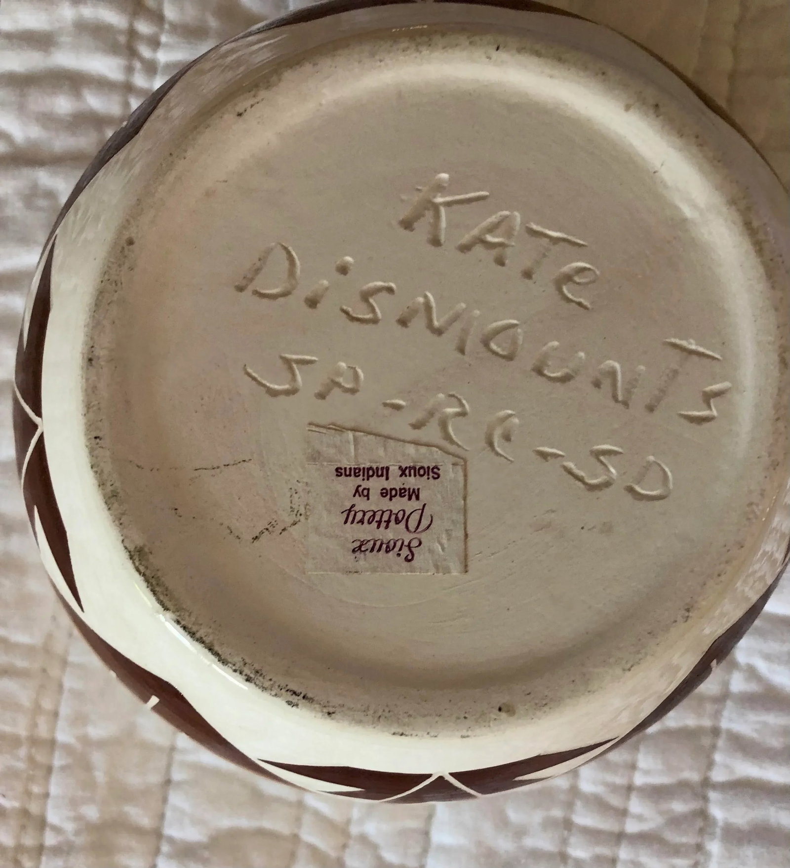 Vintage Sioux Native American Studio Pottery Bowl Signed and Numbered Kate DisMounts - 8