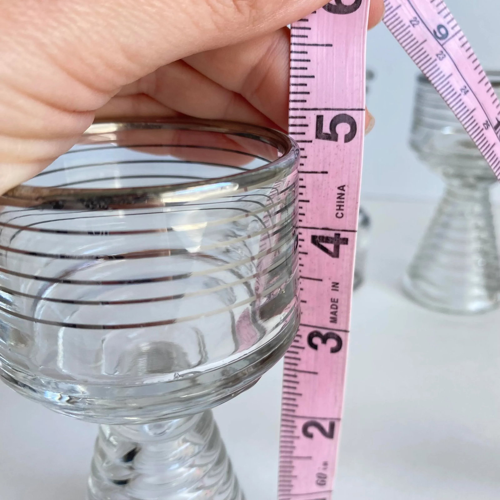 Art Deco 1950s Cocktail Glasses After Dinner Cocktail Sherry Port Wine With Silver Accents- Set of 4 - 8