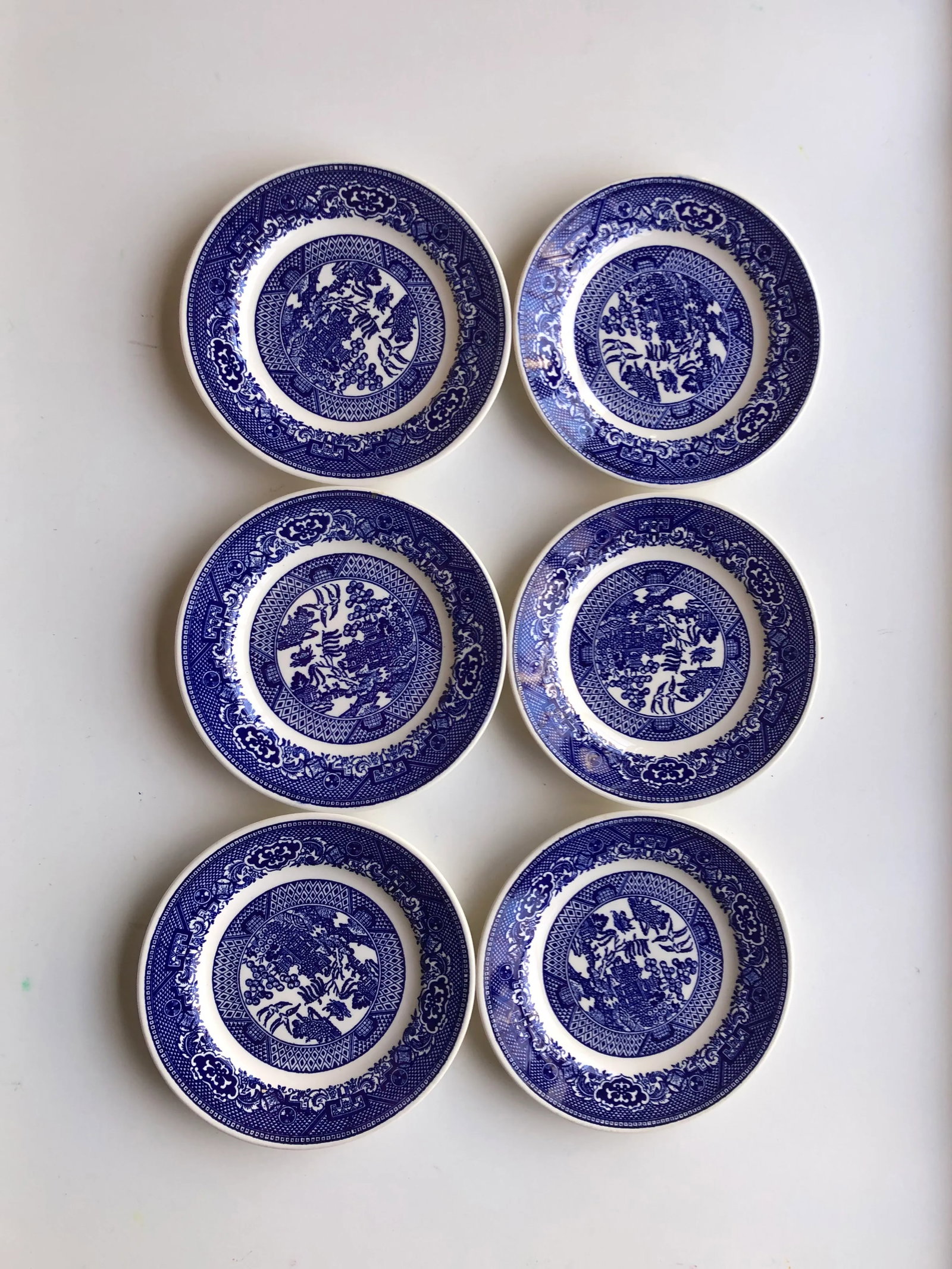 Vintage Willow Ware by Royal China "Blue Willow" Pattern Bread/Dessert Plates- Set of 6 - 2
