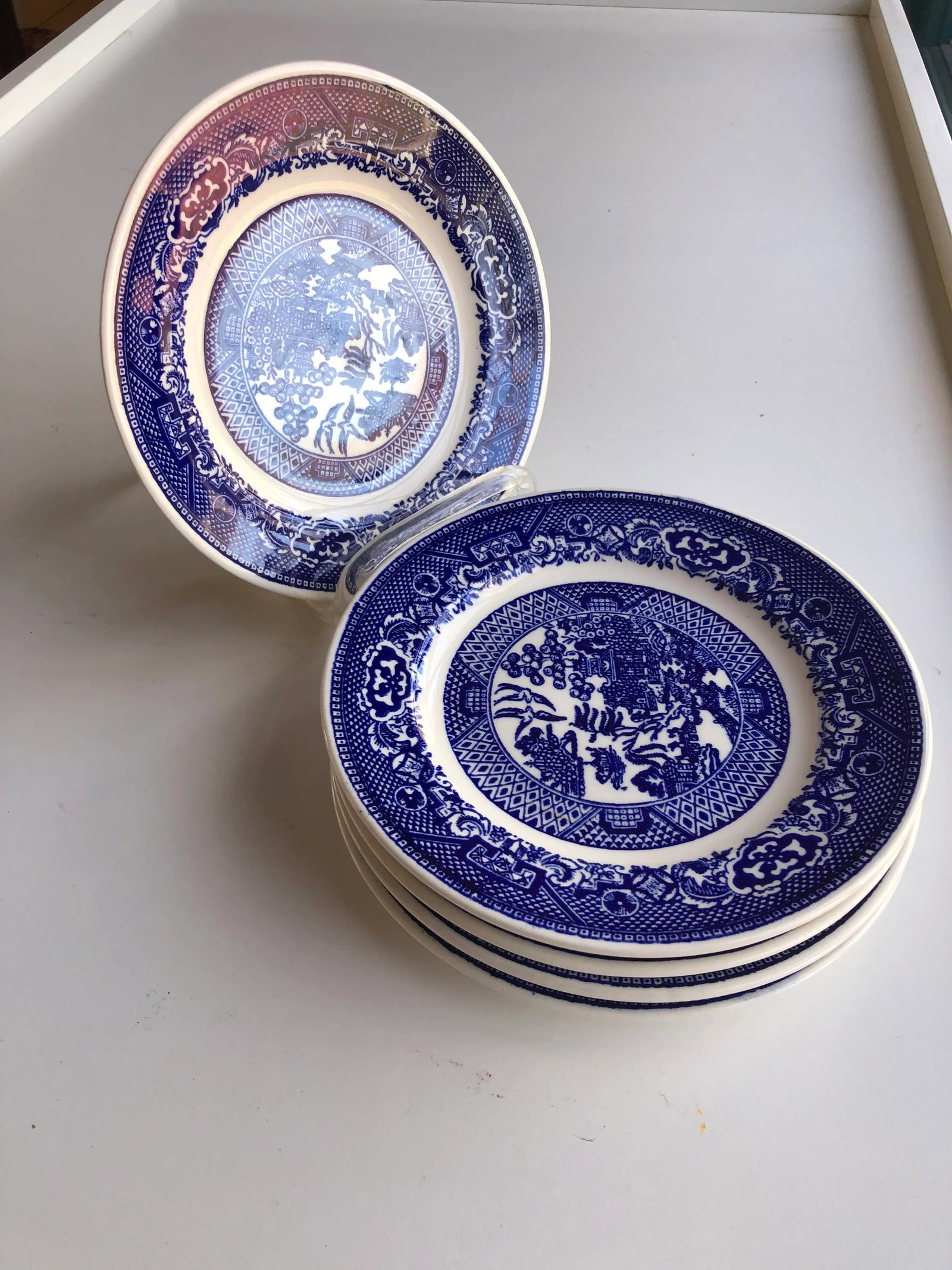 Vintage Willow Ware by Royal China "Blue Willow" Pattern Bread/Dessert Plates- Set of 6 - 5