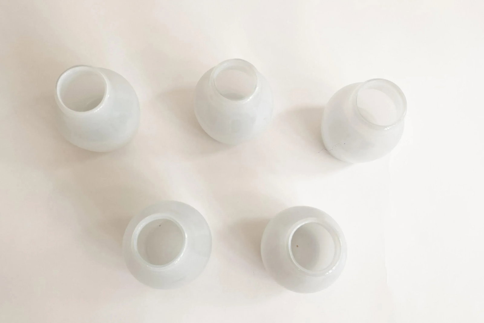 Milky White Glass Vases - Set of 5 - 2