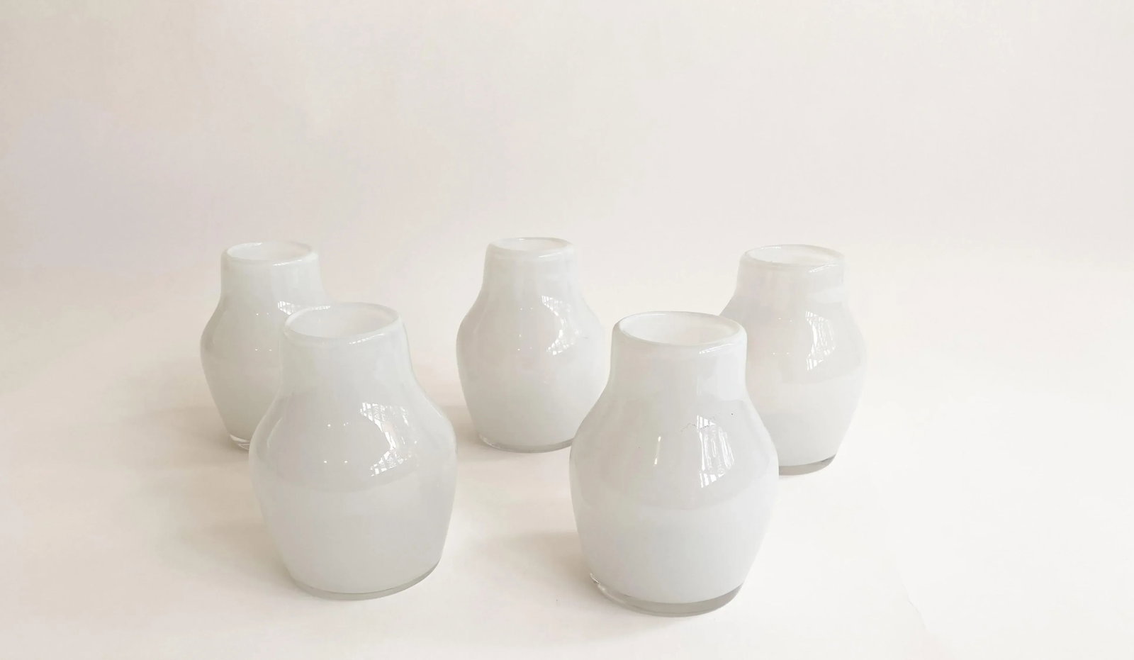 Milky White Glass Vases - Set of 5 - 6