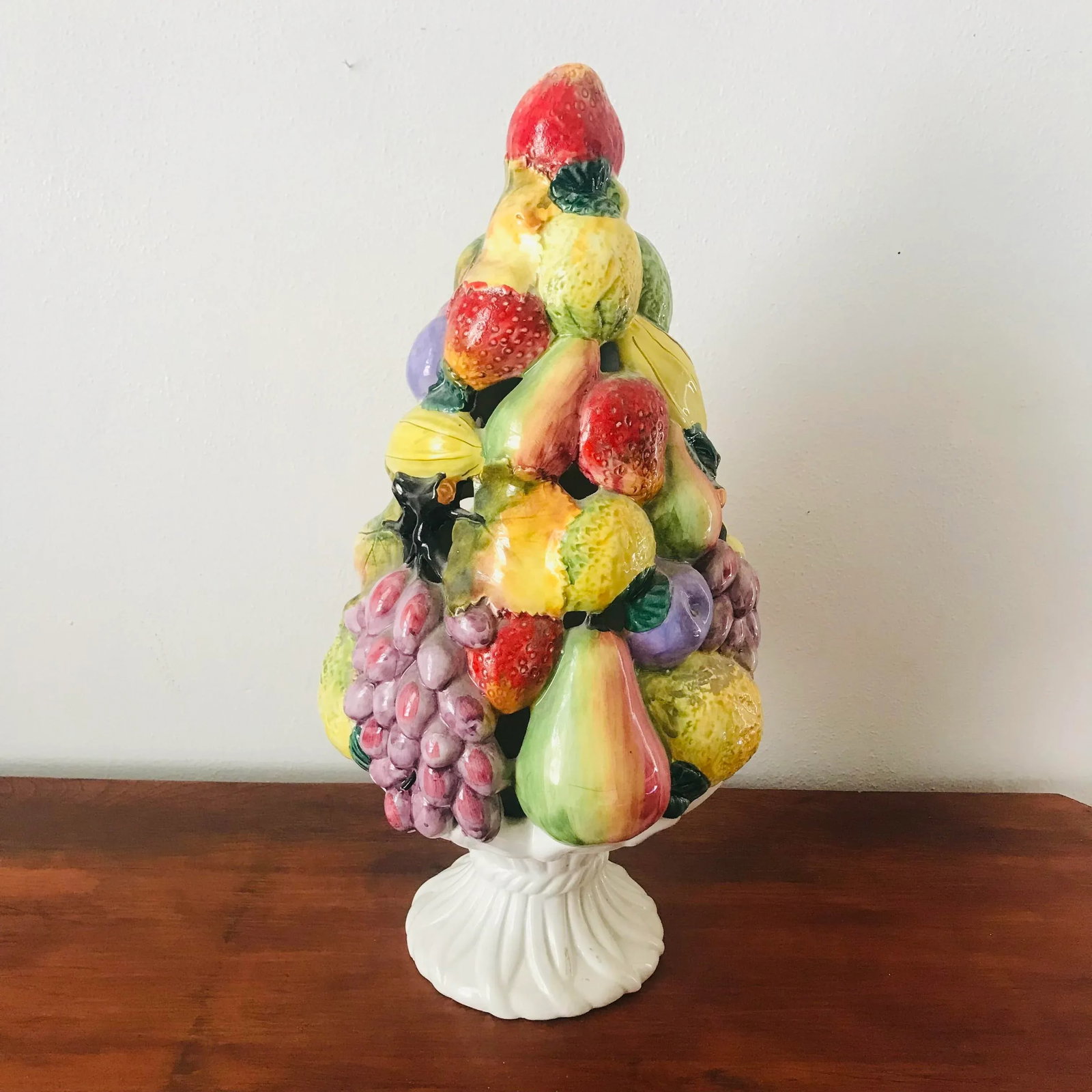 Extra Large Vintage Italian Pottery Fruit Topiary Centerpiece - 3