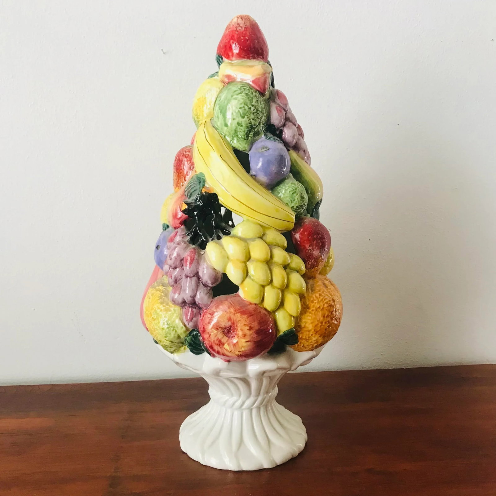 Extra Large Vintage Italian Pottery Fruit Topiary Centerpiece - 7