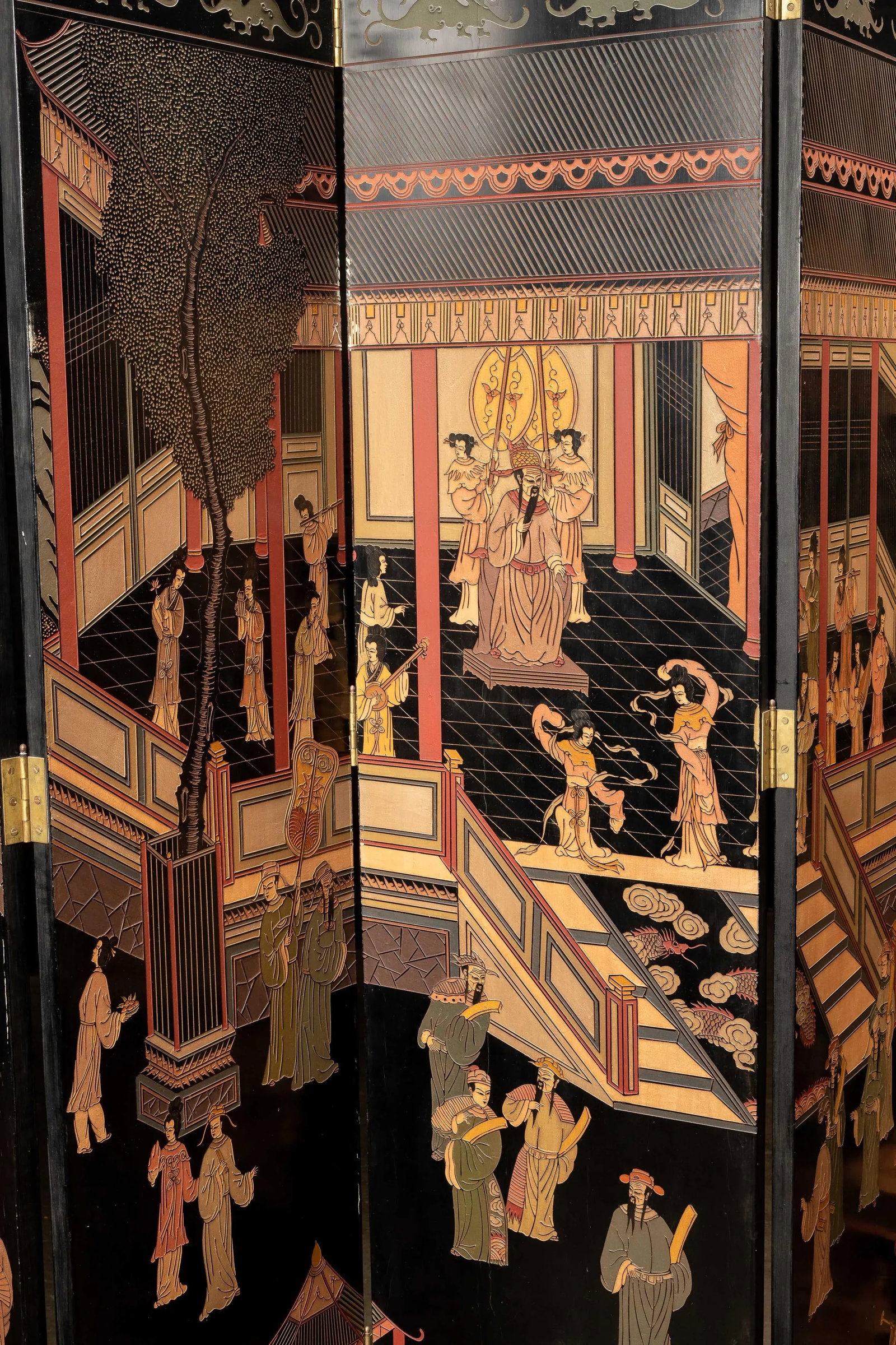 1940s Vintage Chinese Coromandel Screen - 5