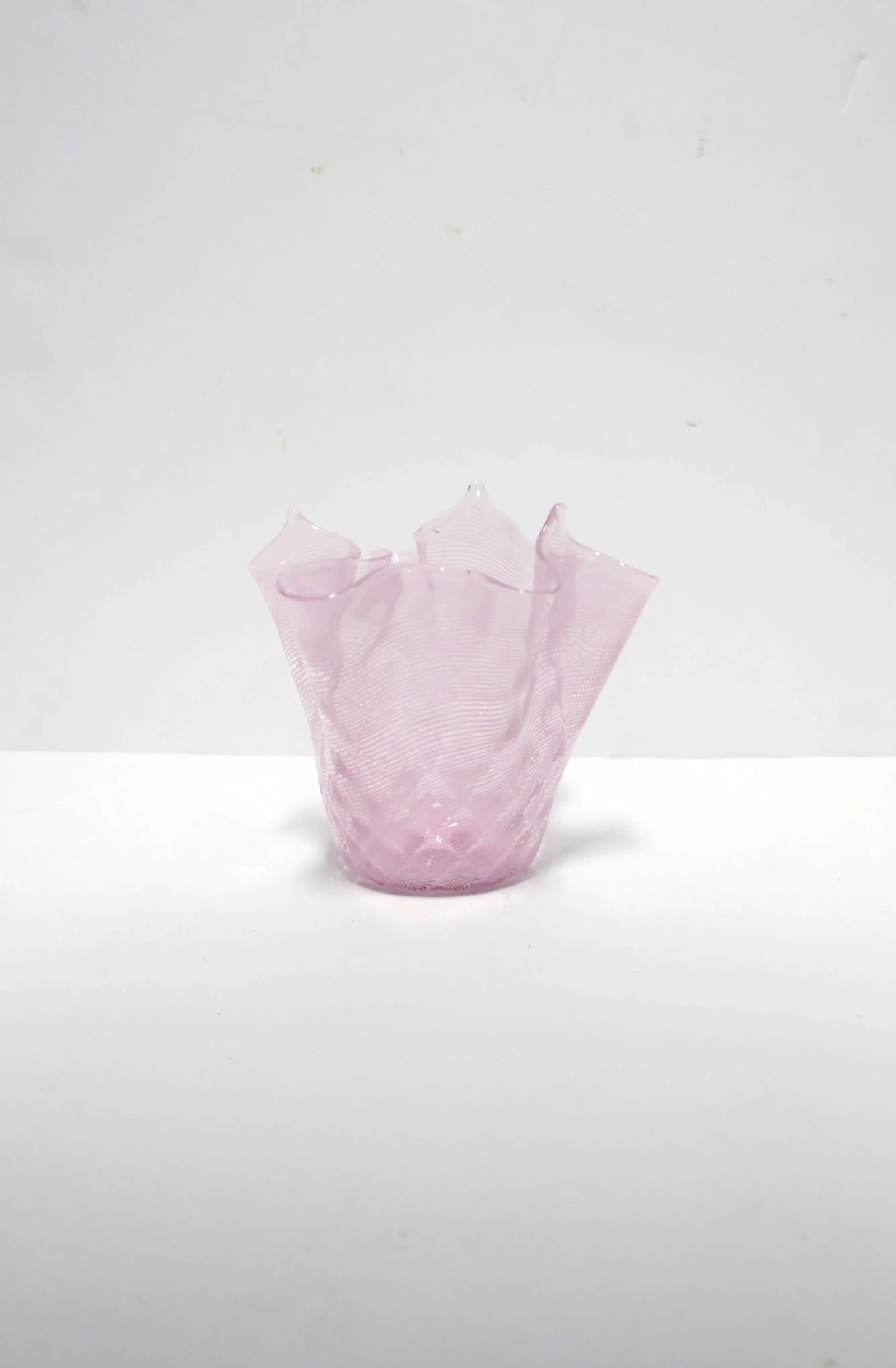 Italian Pink Handkerchief Art Glass Vase - 3