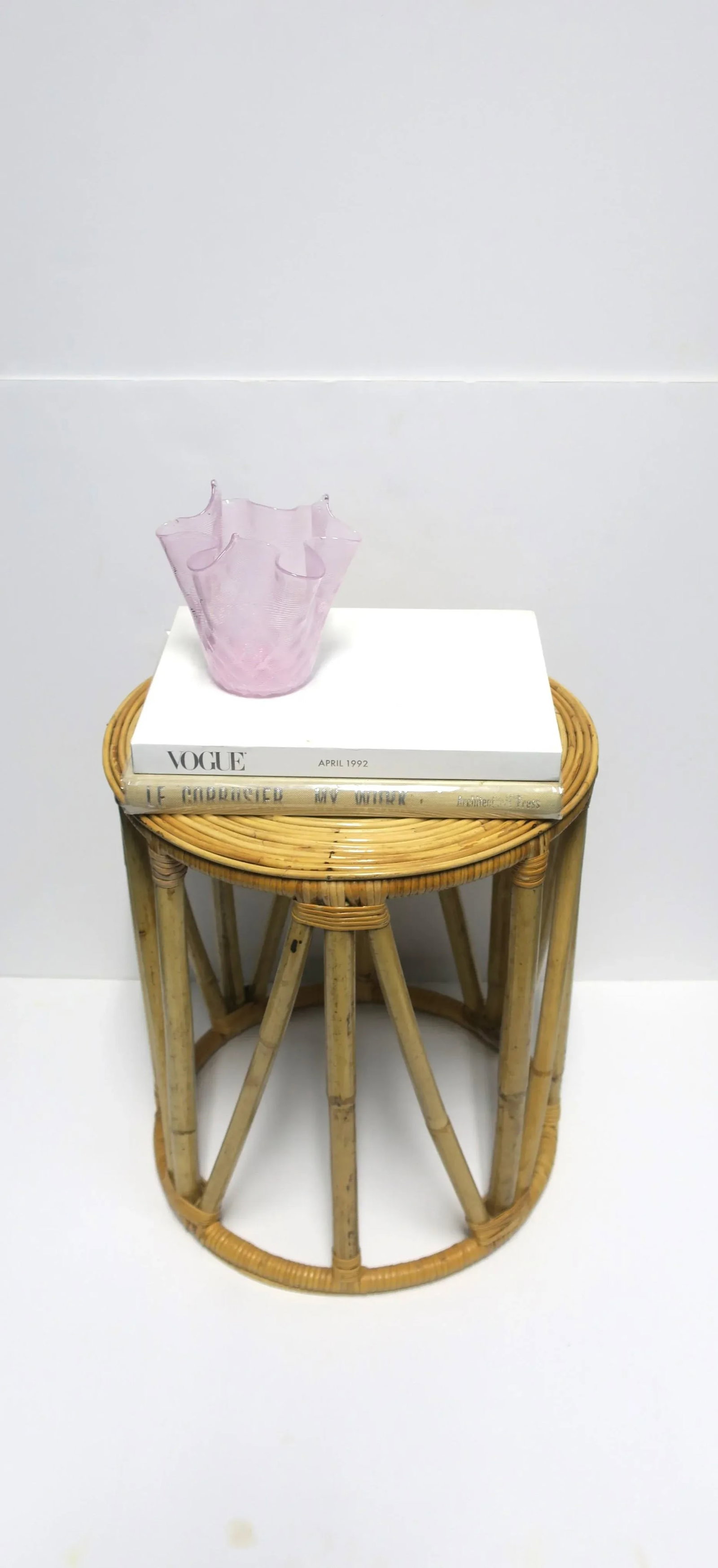 Italian Pink Handkerchief Art Glass Vase - 5