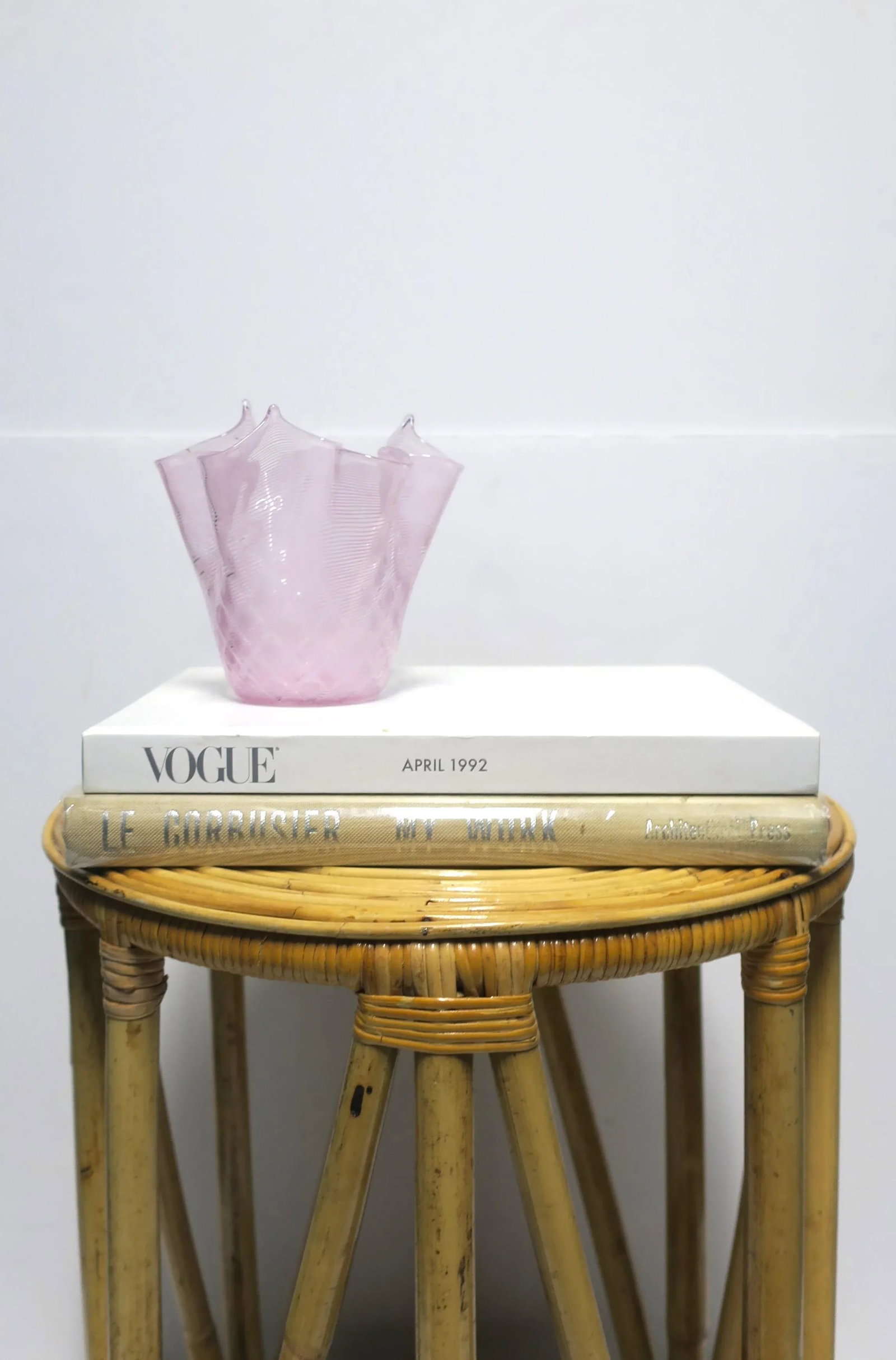 Italian Pink Handkerchief Art Glass Vase - 6
