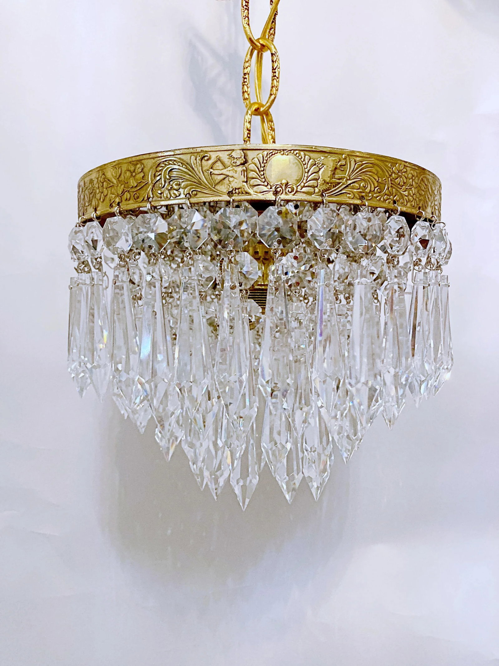 1950s Italian Brass Upside Down Layered Chandelier - 2