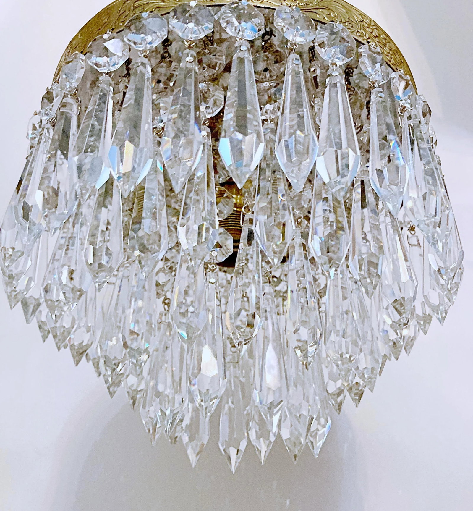 1950s Italian Brass Upside Down Layered Chandelier - 3
