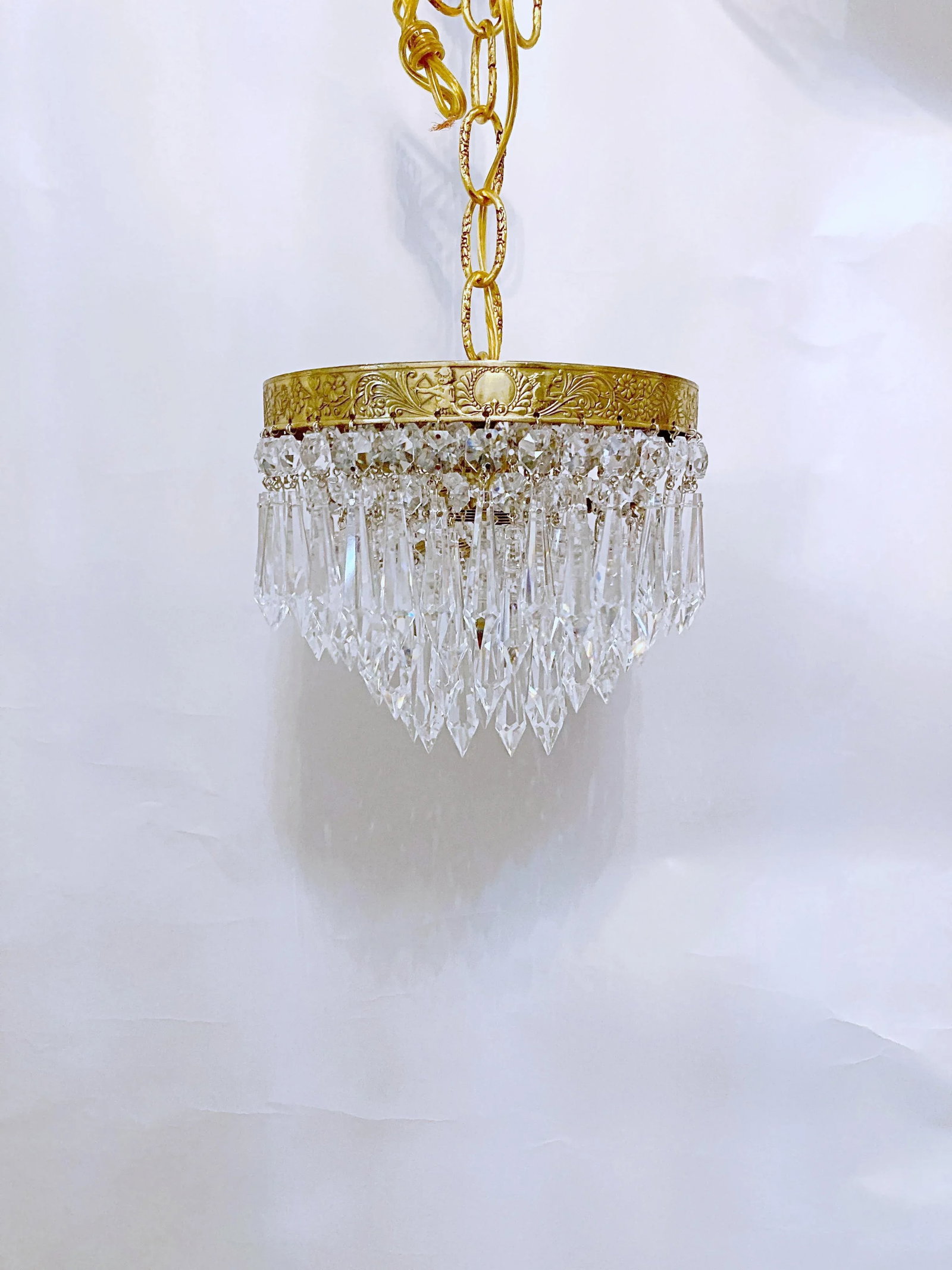 1950s Italian Brass Upside Down Layered Chandelier - 8