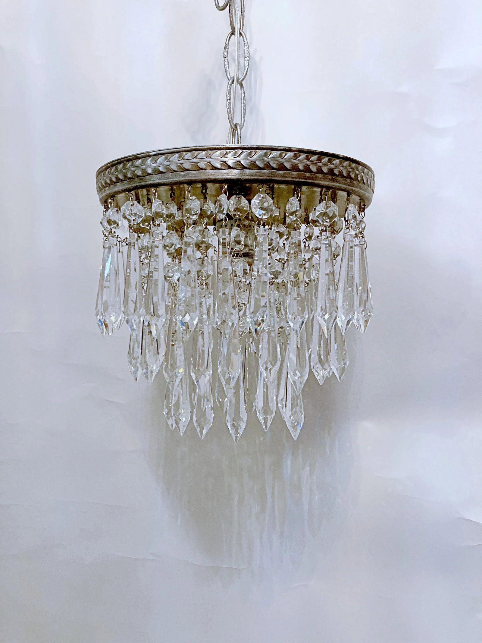 1950s Italian Pewter Frame Upside Down Layered Chandelier - 10