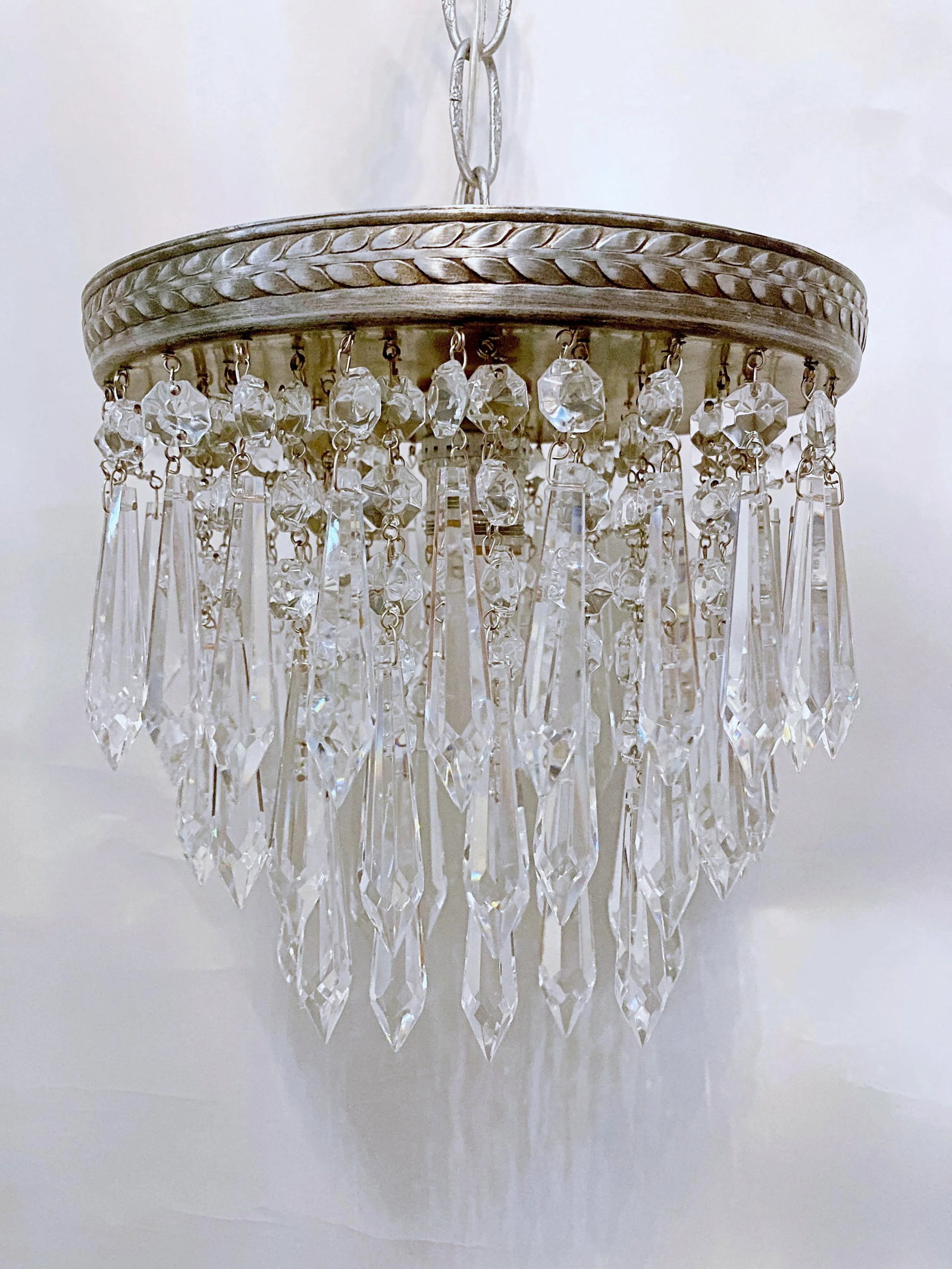 1950s Italian Pewter Frame Upside Down Layered Chandelier - 2