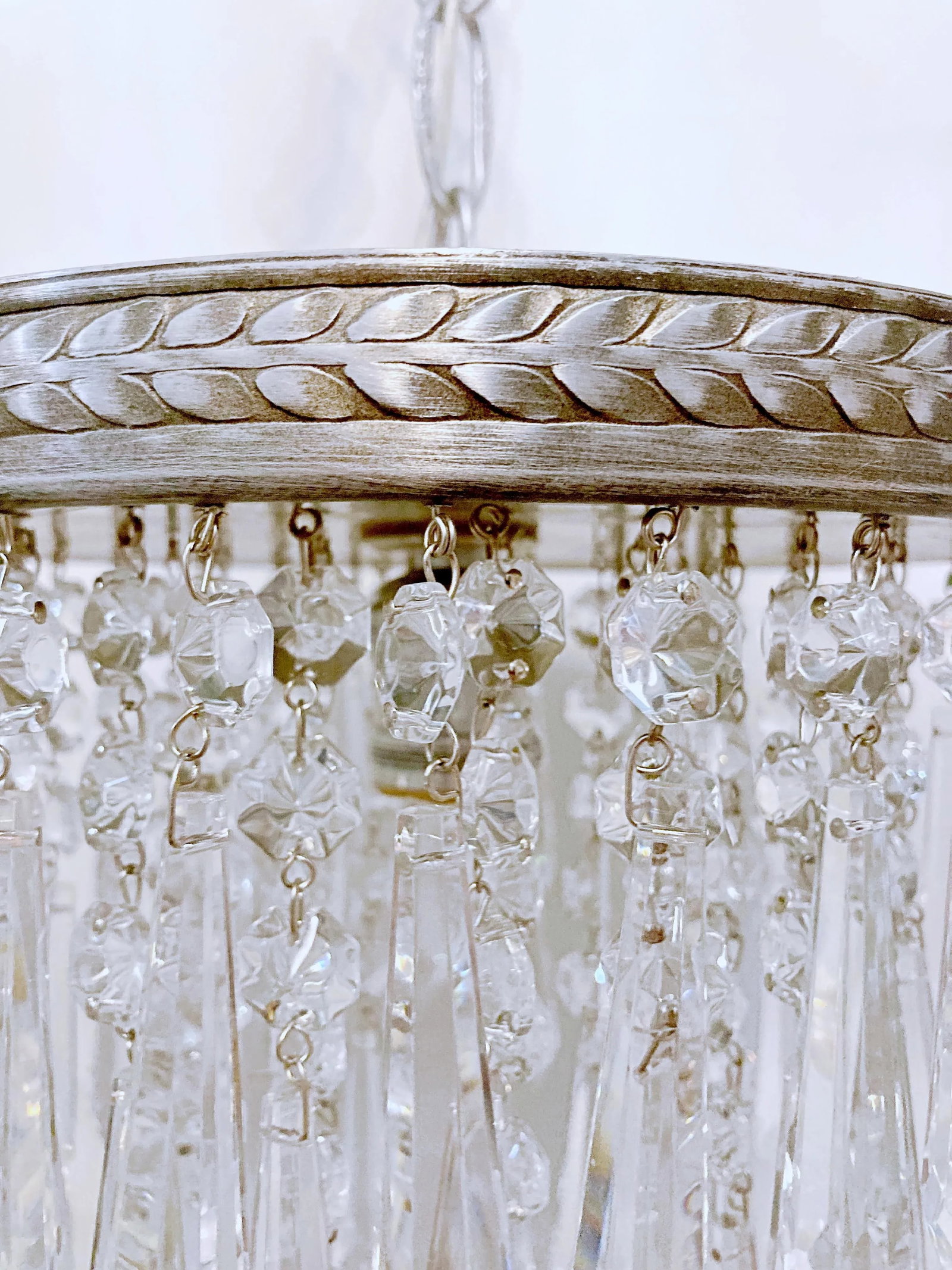 1950s Italian Pewter Frame Upside Down Layered Chandelier - 6