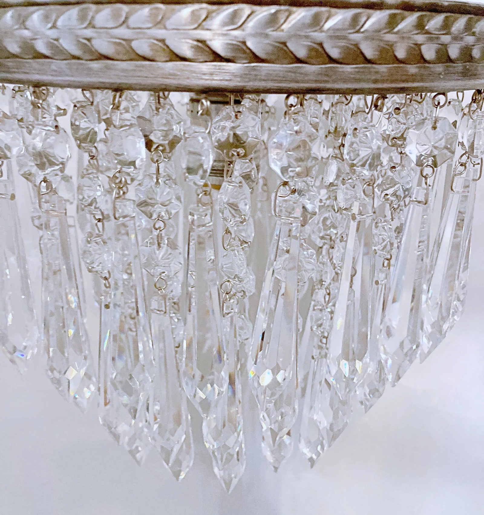 1950s Italian Pewter Frame Upside Down Layered Chandelier - 7