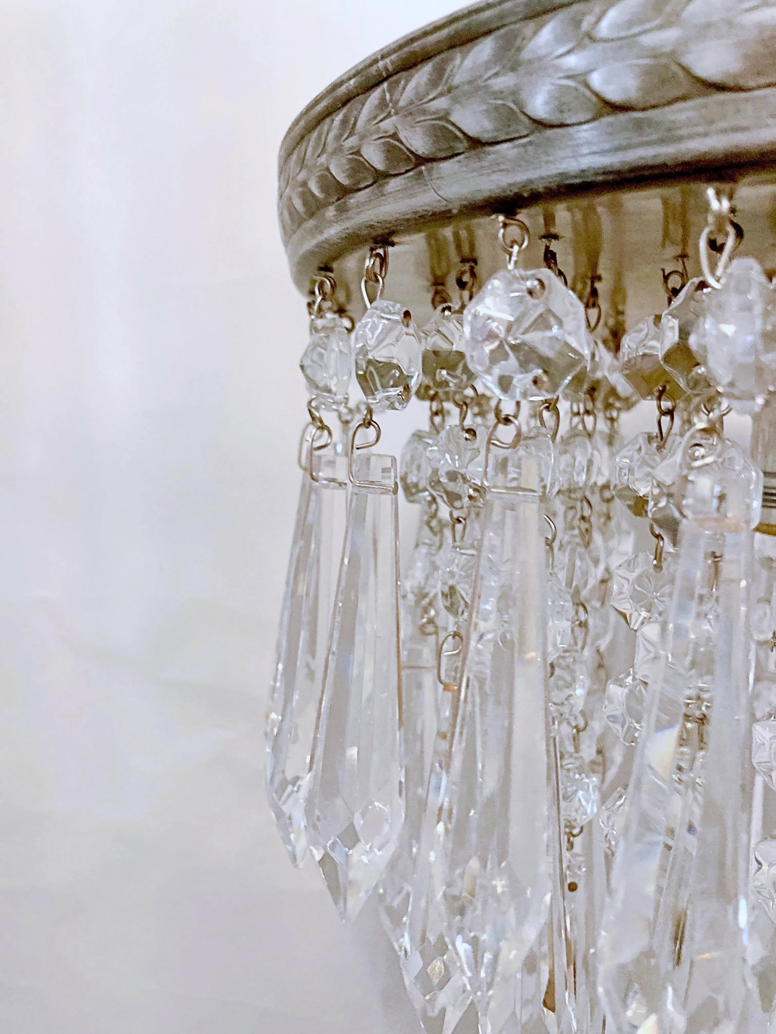 1950s Italian Pewter Frame Upside Down Layered Chandelier - 8
