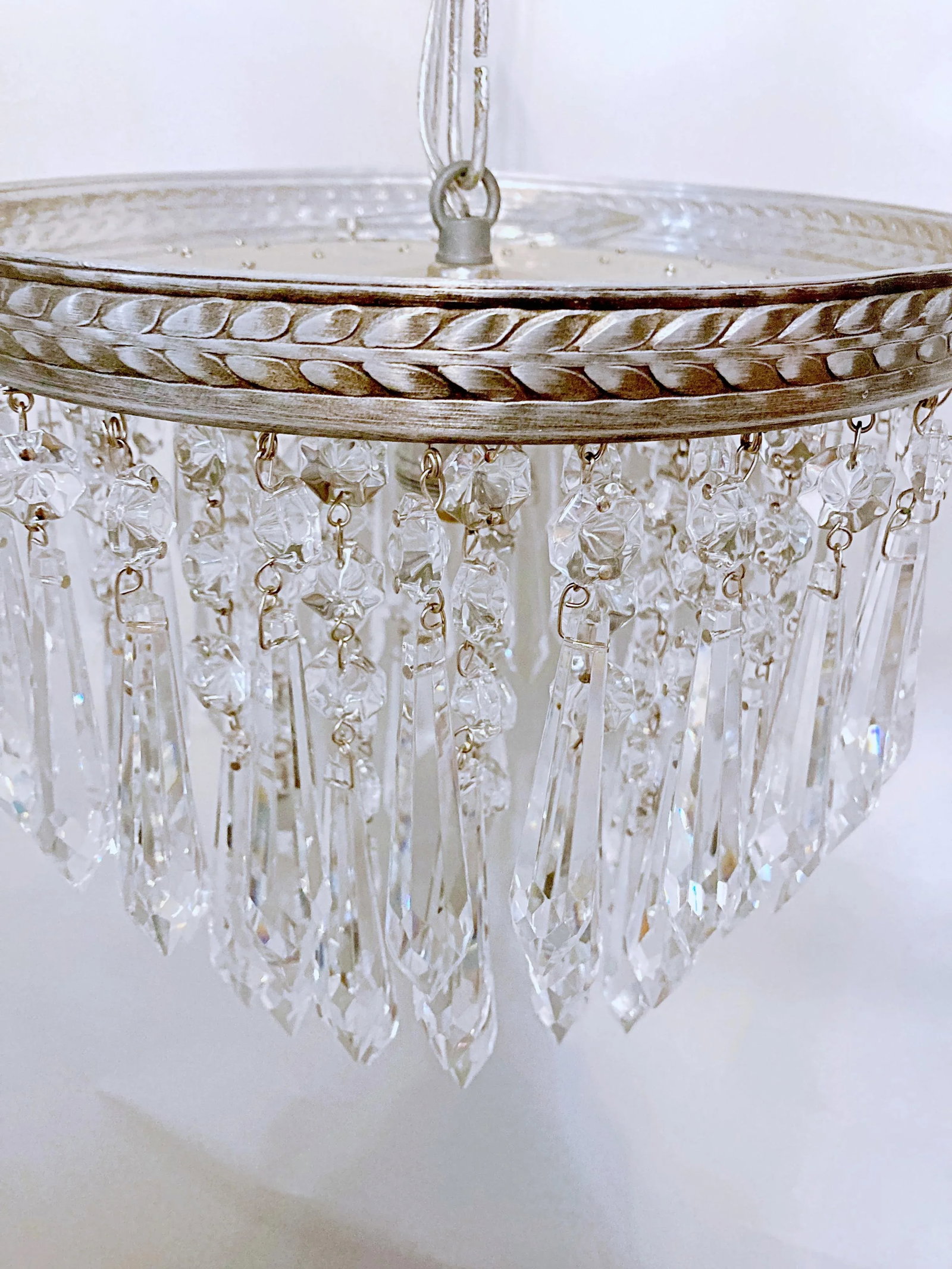 1950s Italian Pewter Frame Upside Down Layered Chandelier - 9
