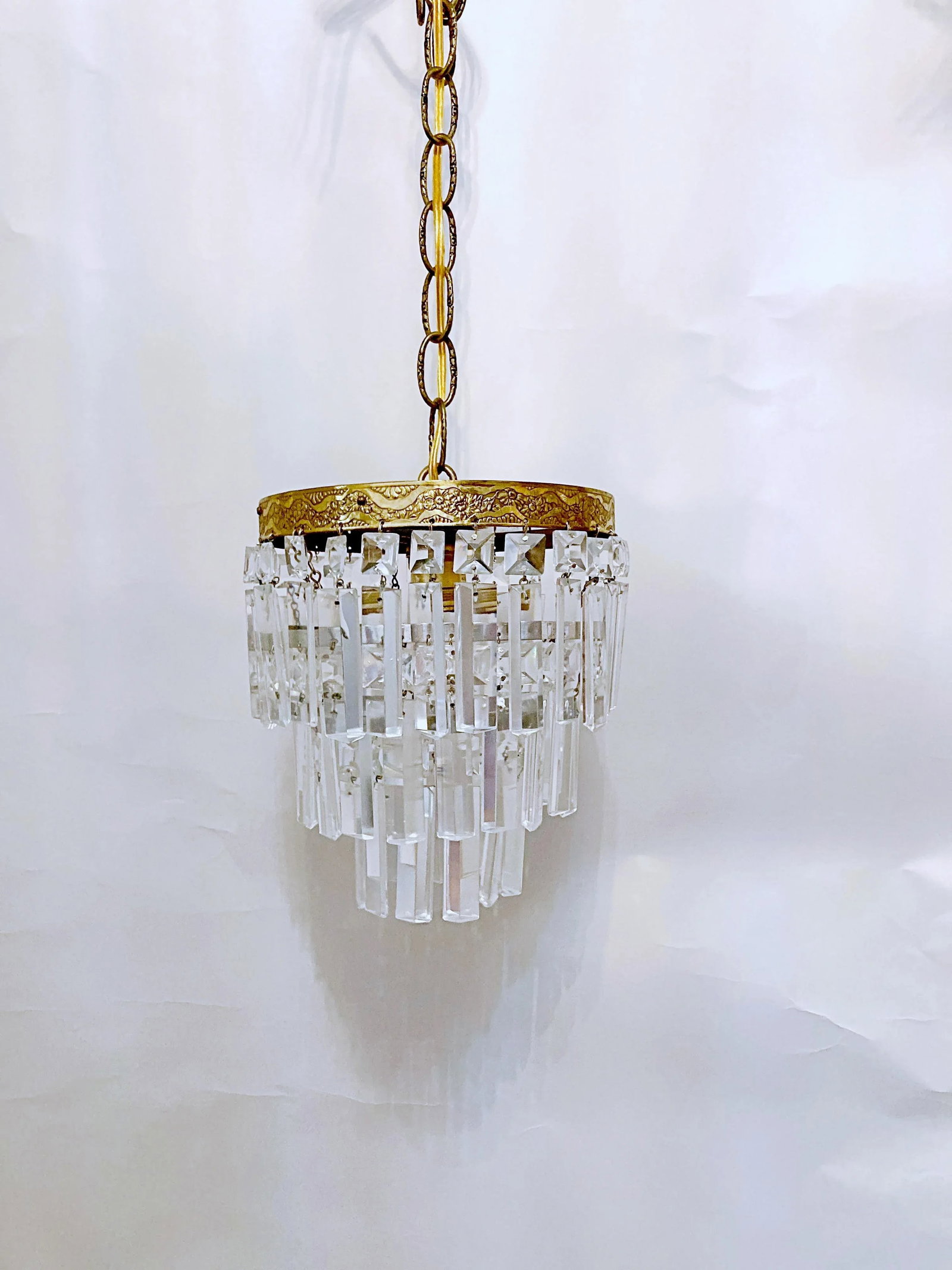 Vintage Italian Upside Down Layered Cake Rim Chandelier - 10