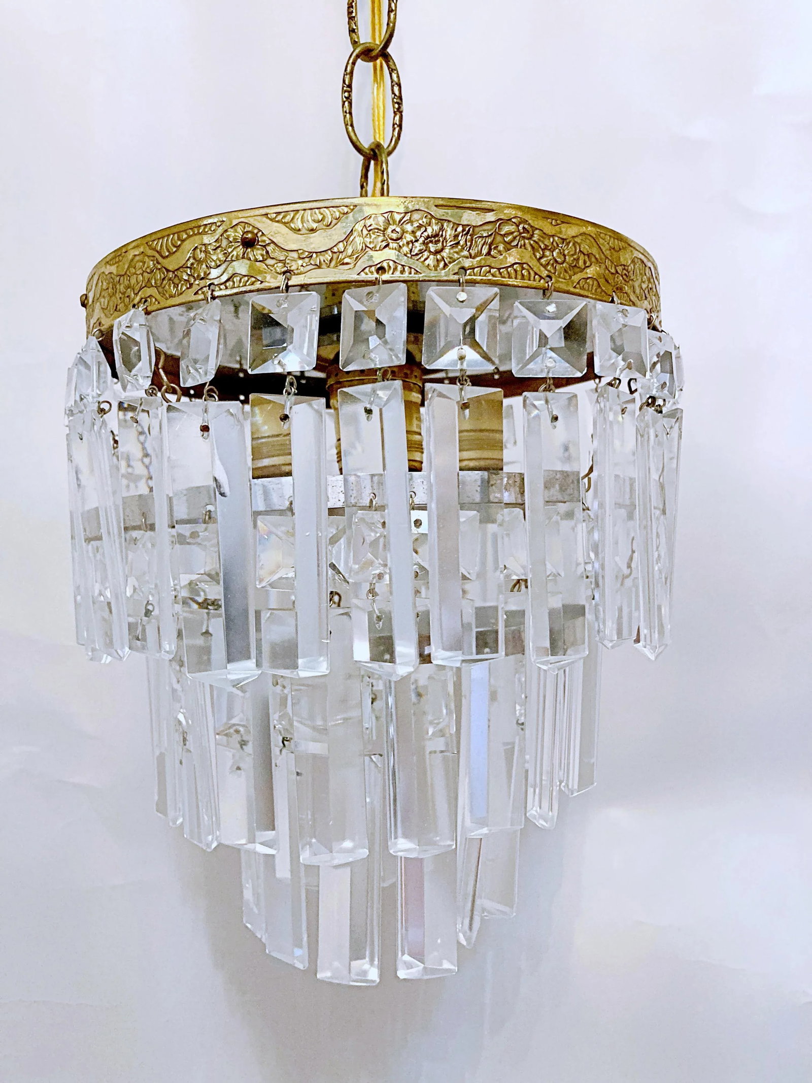 Vintage Italian Upside Down Layered Cake Rim Chandelier - 2