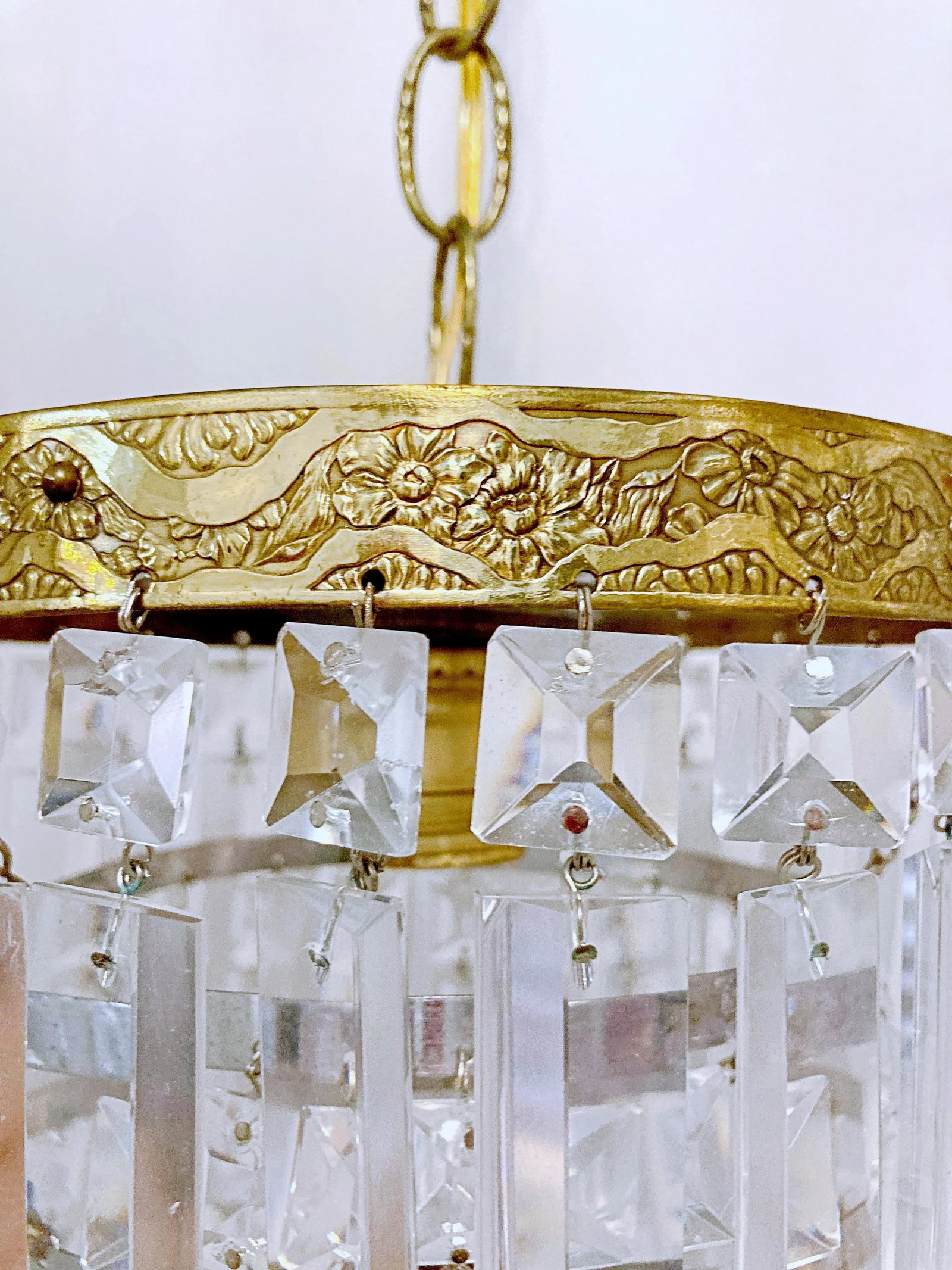 Vintage Italian Upside Down Layered Cake Rim Chandelier - 6